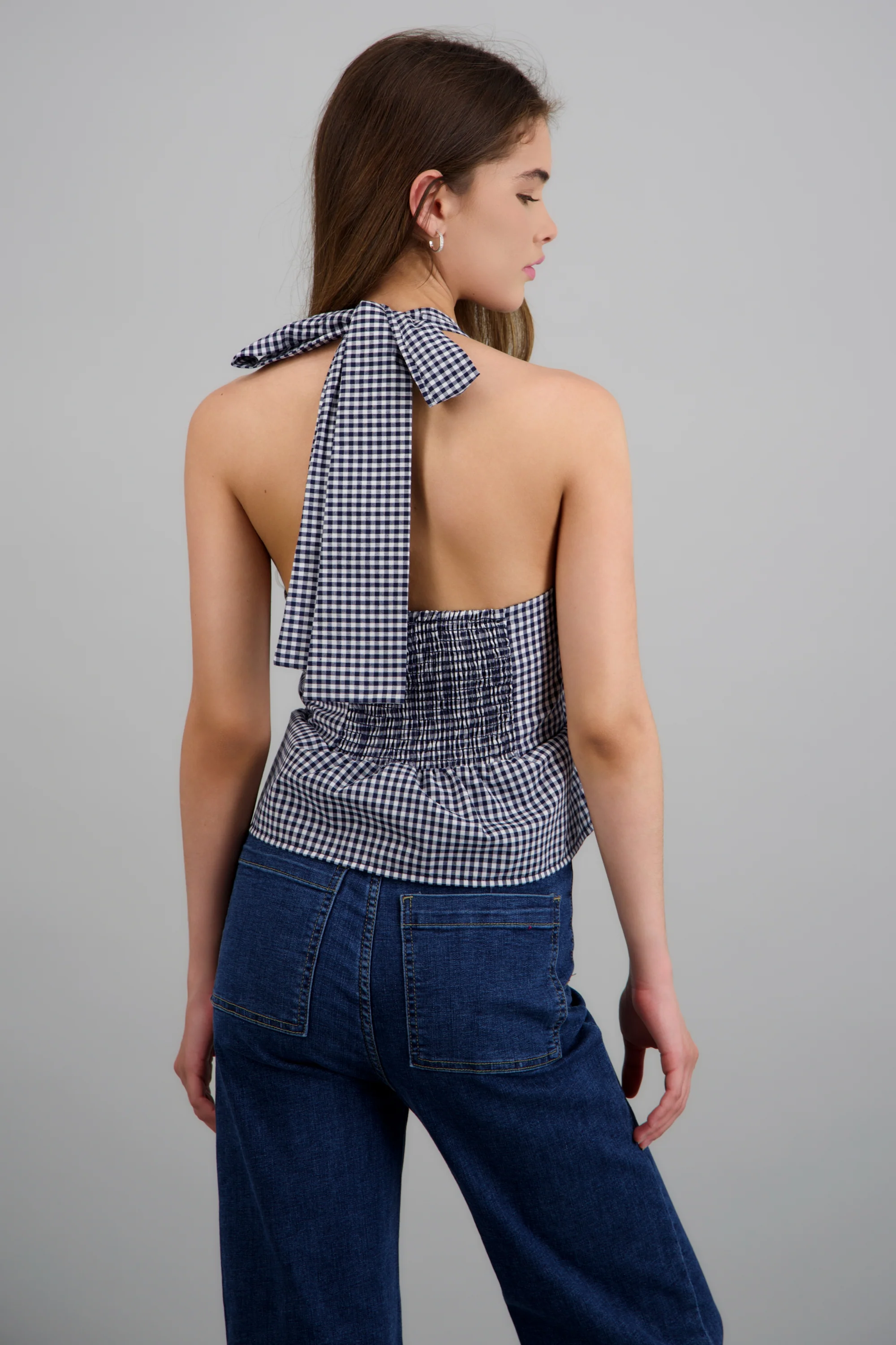 Top halter detalle botones gingham - Image 4