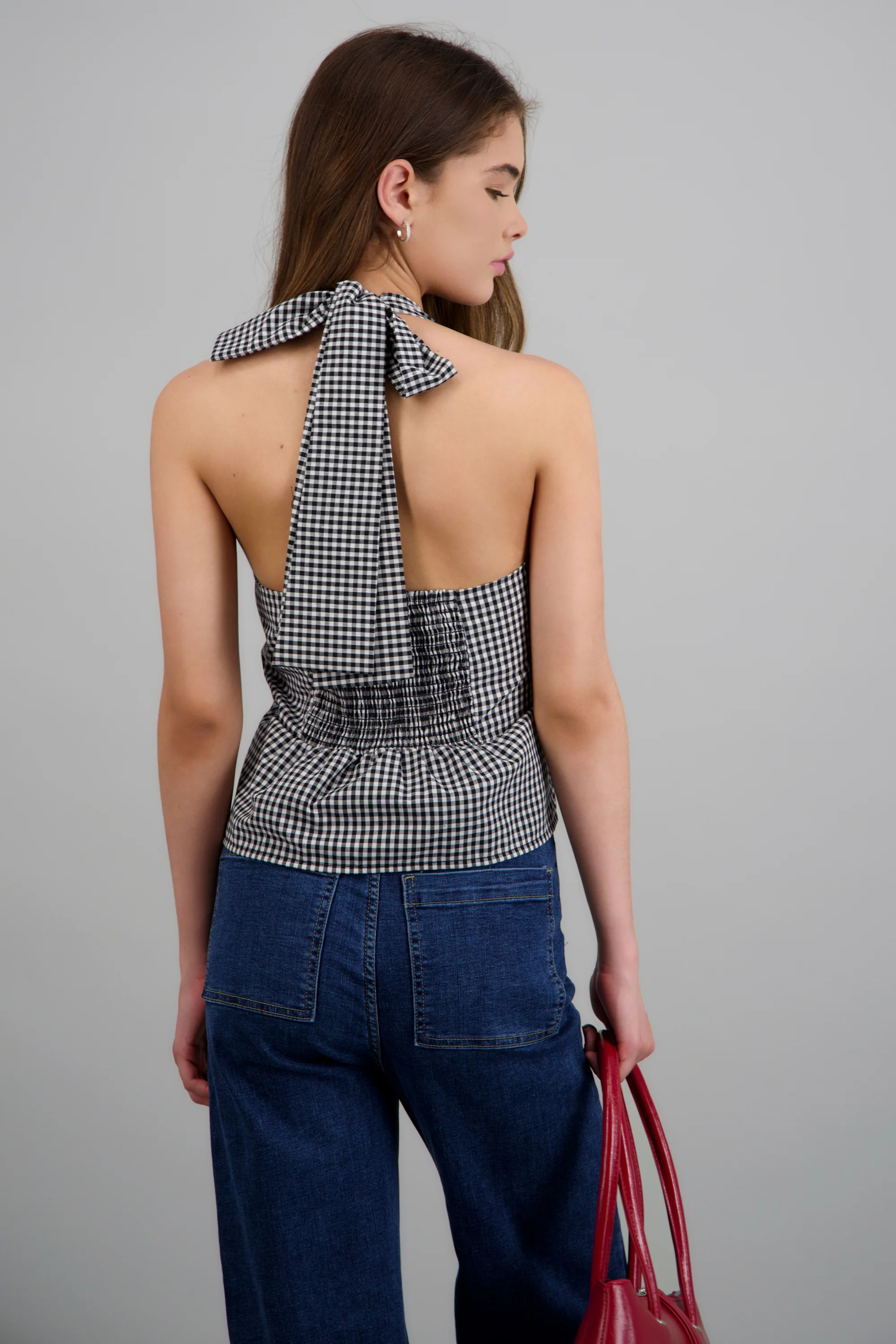 Top halter detalle botones gingham - Image 4