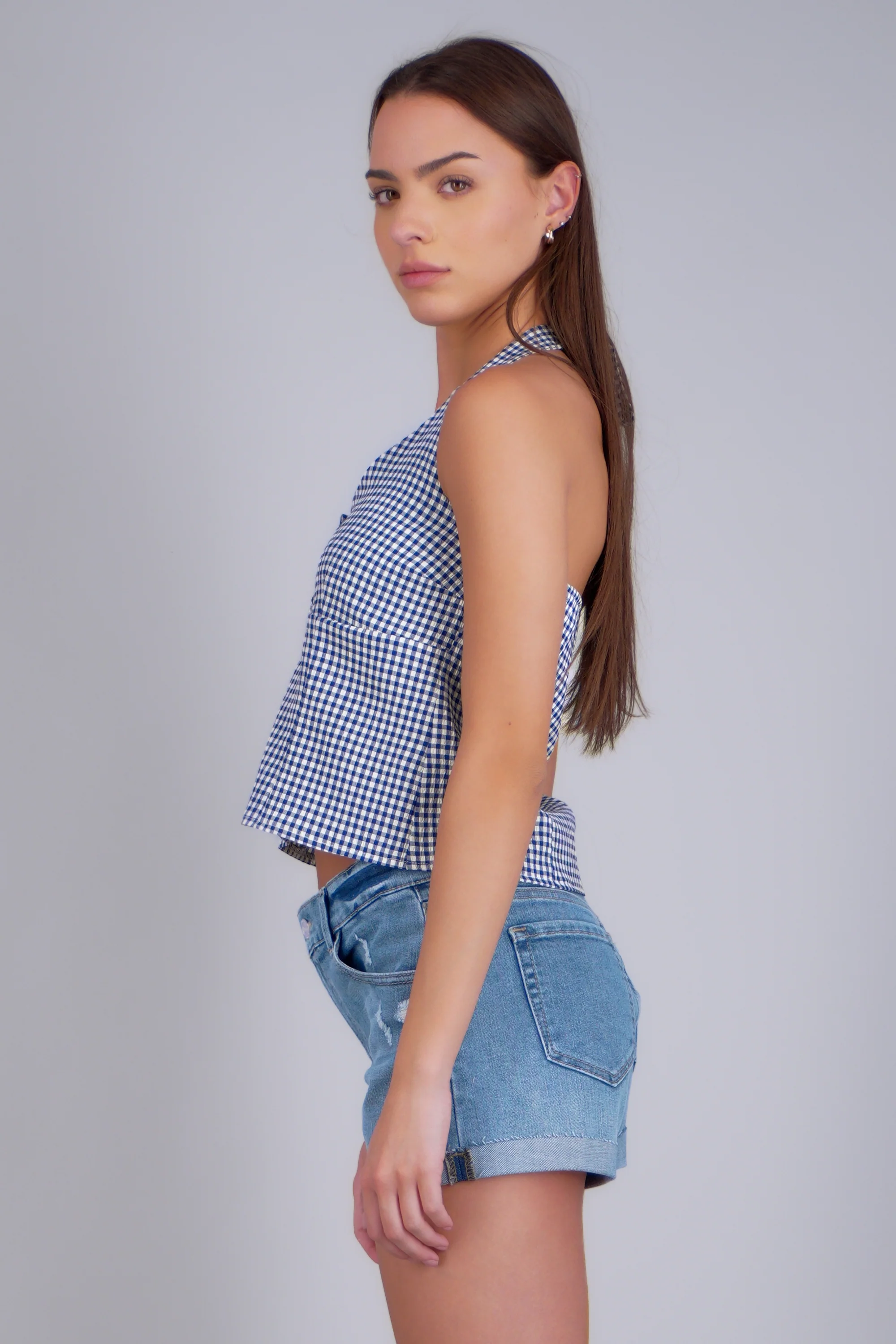 Top halter detalle botones ginham - Image 2