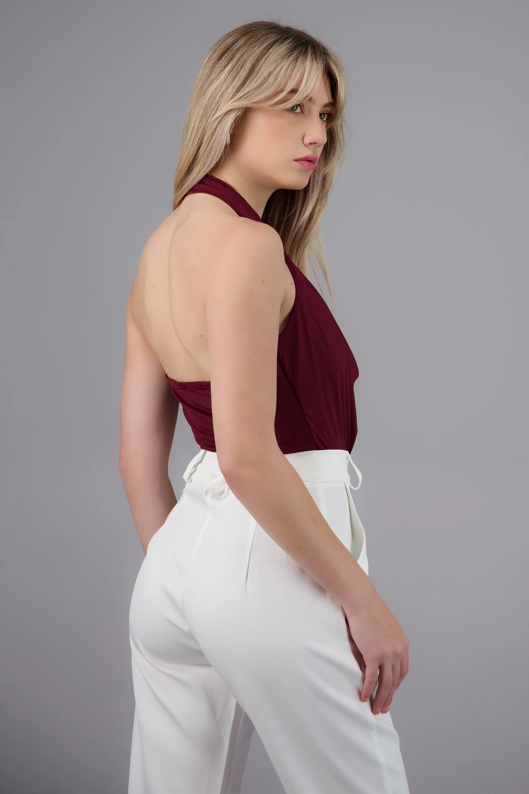 Top Halter Drapeado Escote Cascada - Image 4