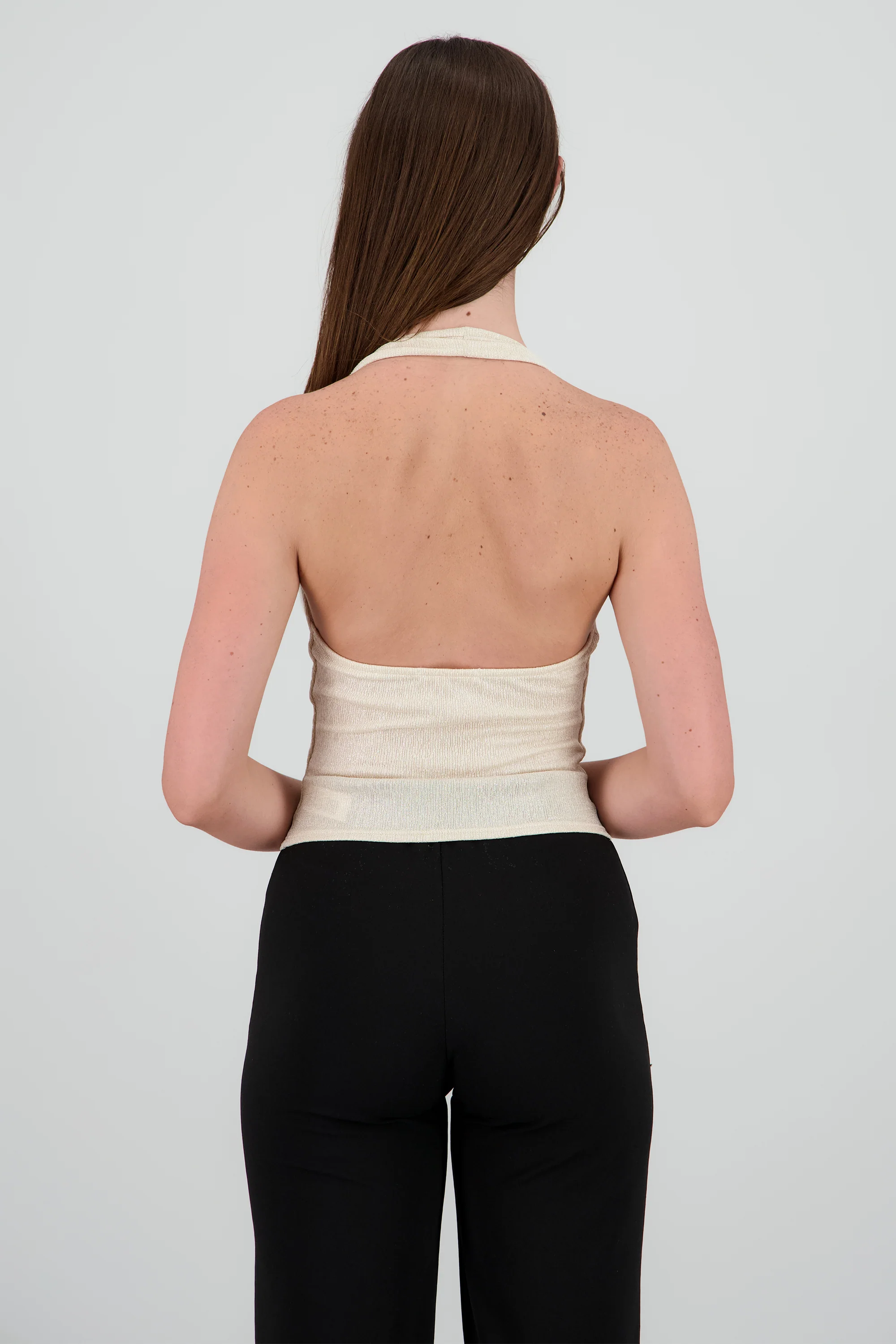 Top halter escote drapeado brillos - Image 5