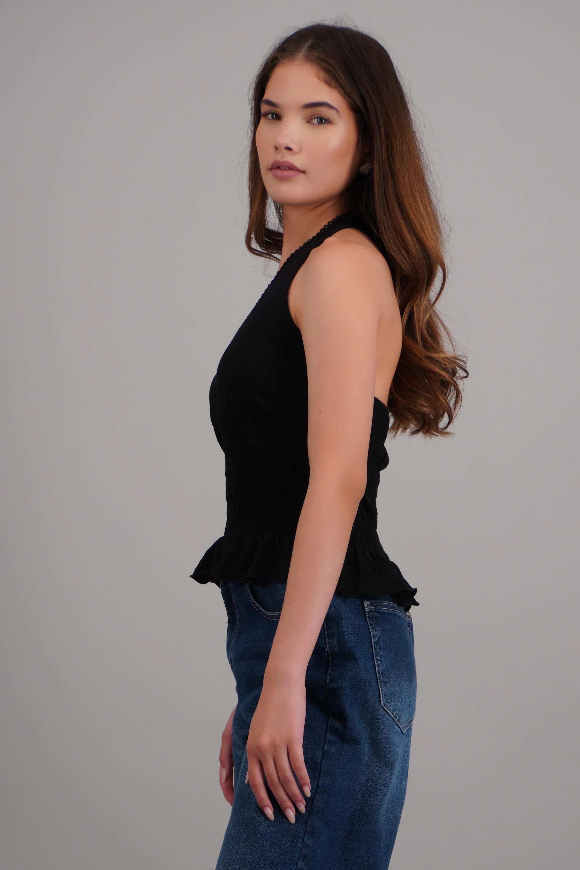 Top halter escote v detalle smock - Image 2
