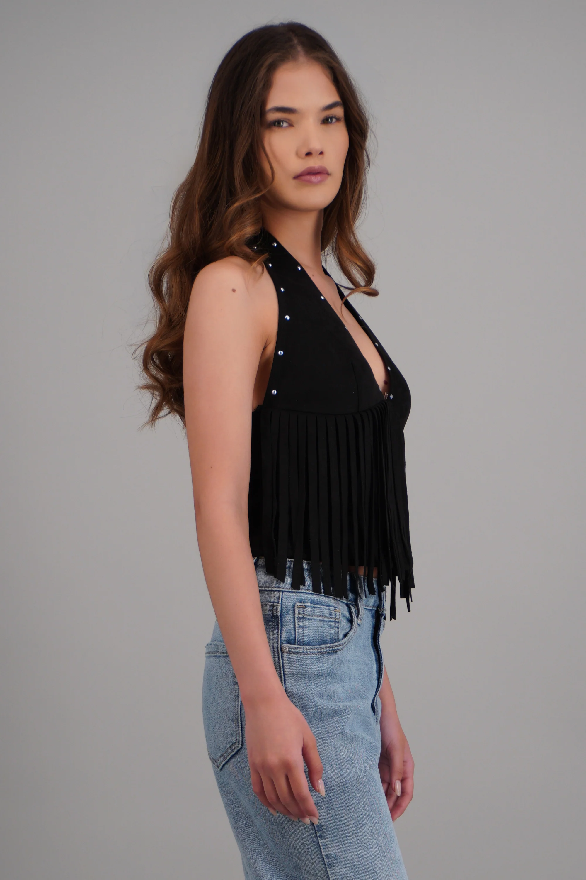 Top halter estoperoles con flecos - Image 3