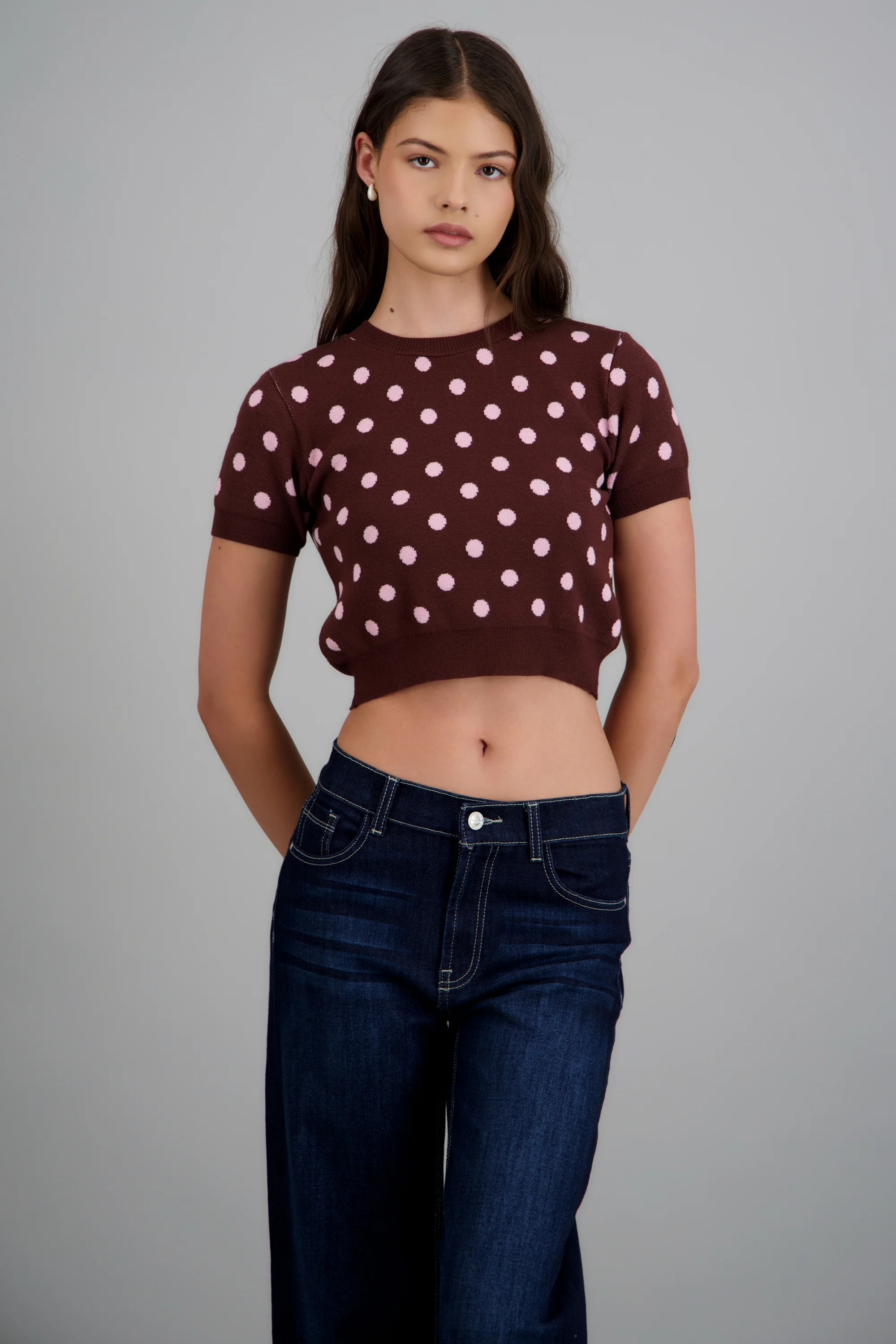 Top manga corta polka dots