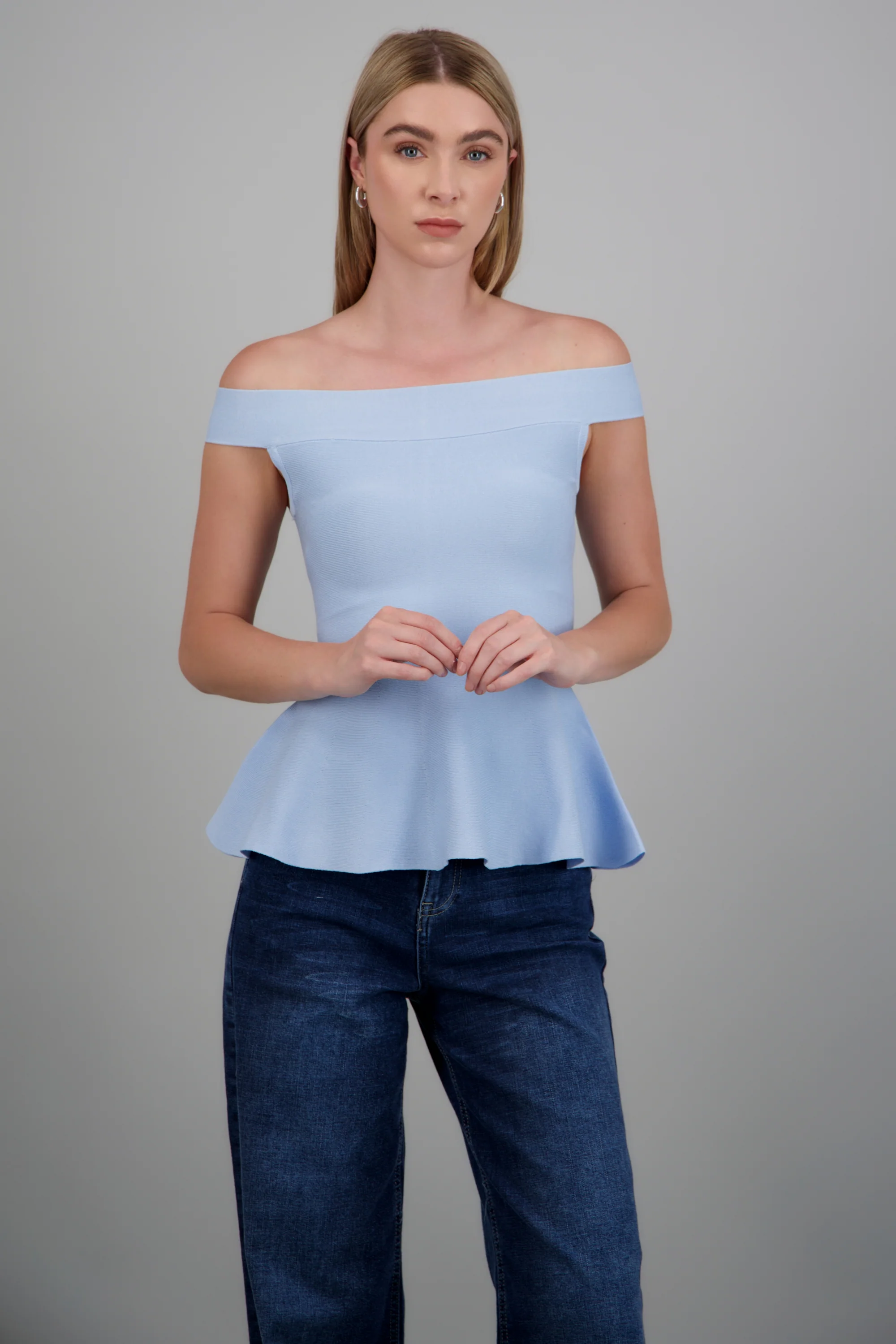 Top off shoulder knit peplum - Image 3
