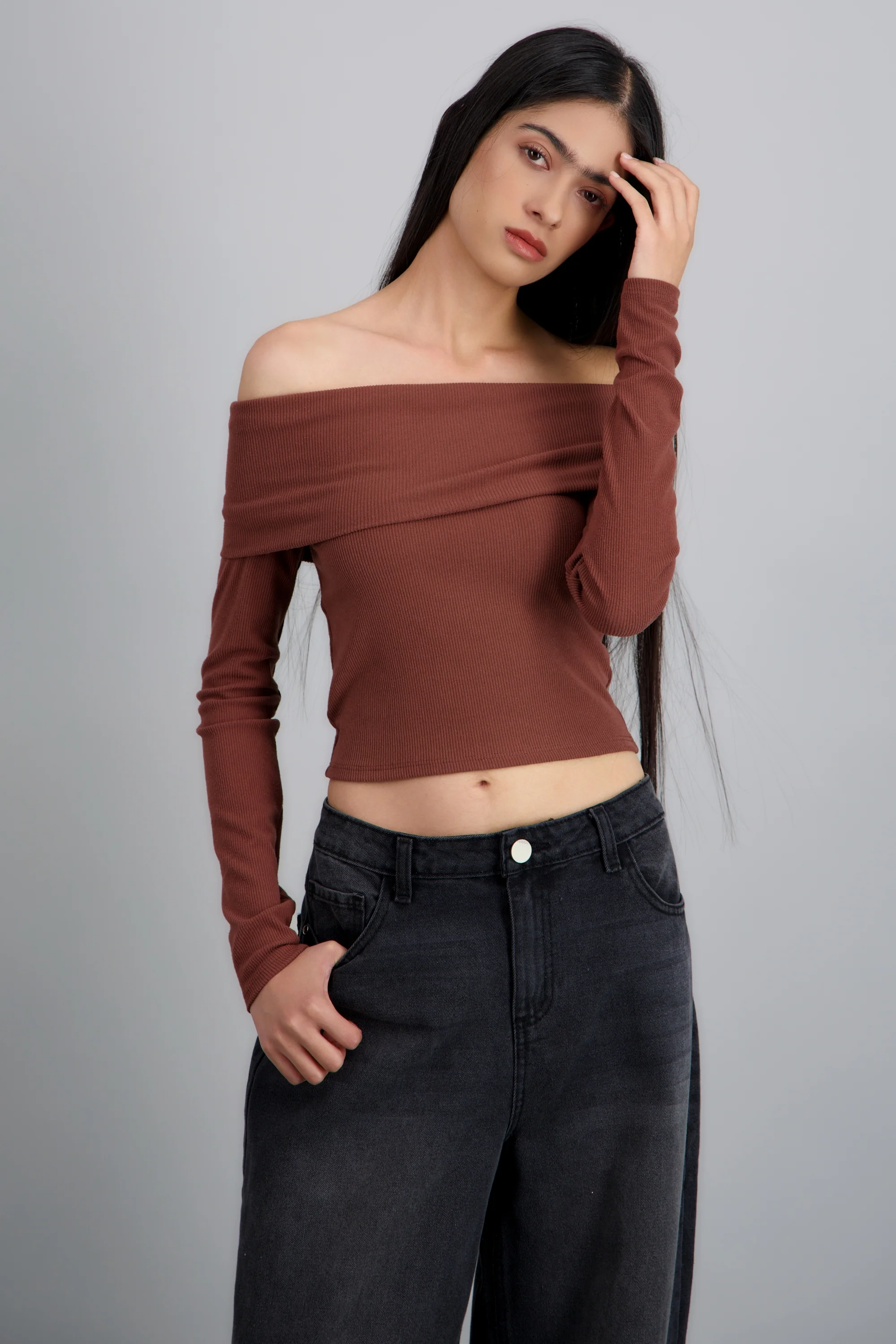 TOP OFF SHOULDER M/L RIB