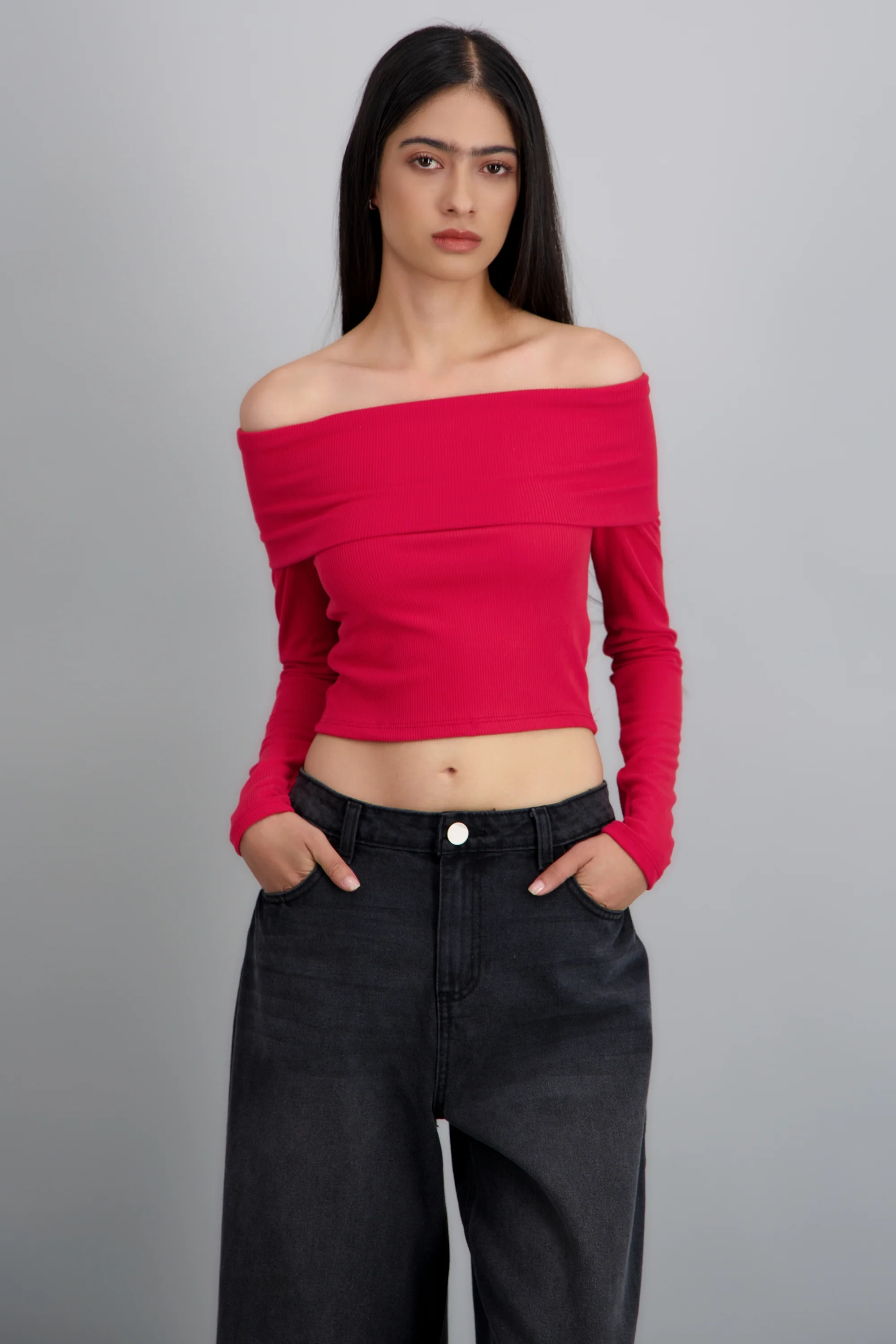 TOP OFF SHOULDER M/L RIB