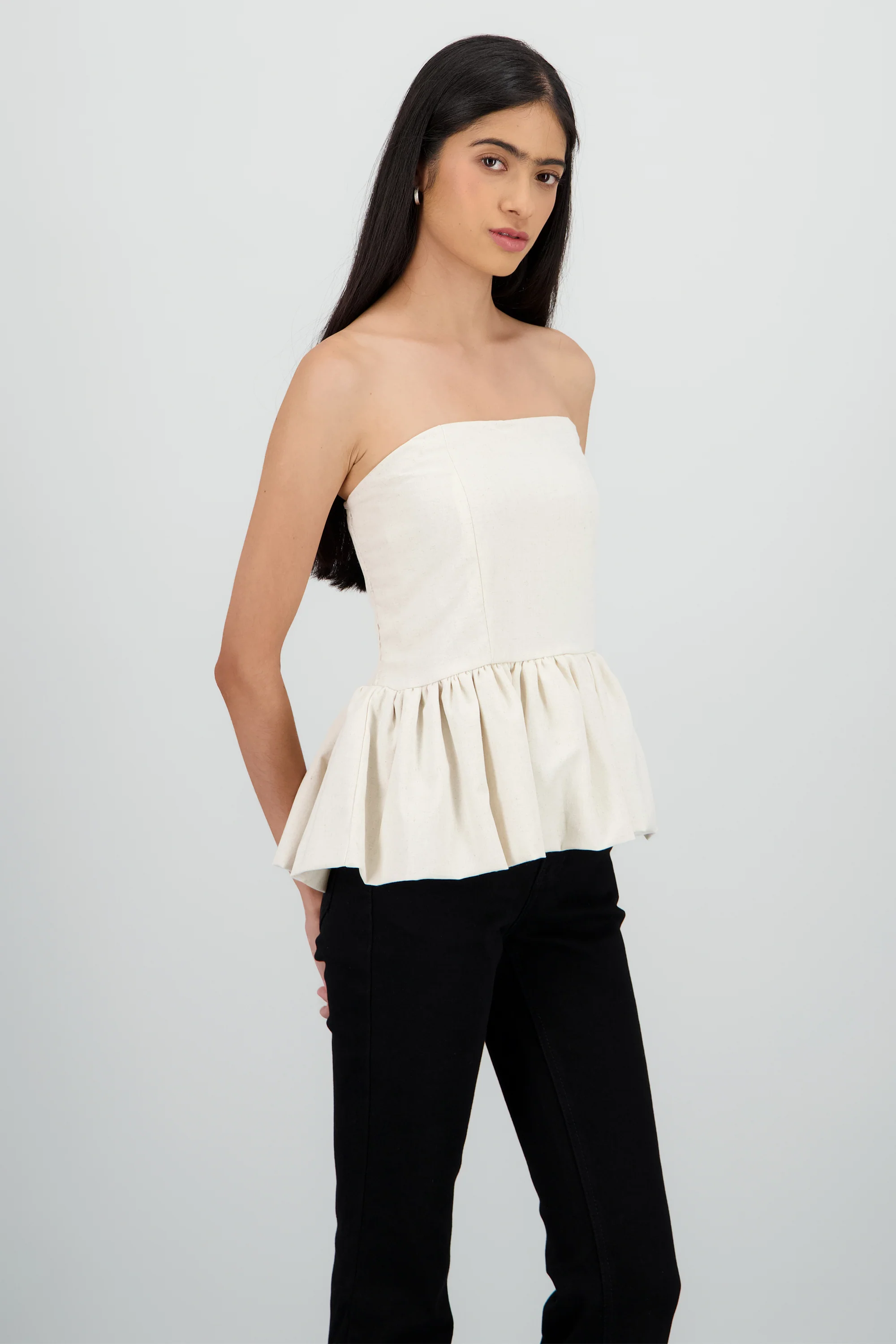 Top strapless burbuja detalle smock - Image 3