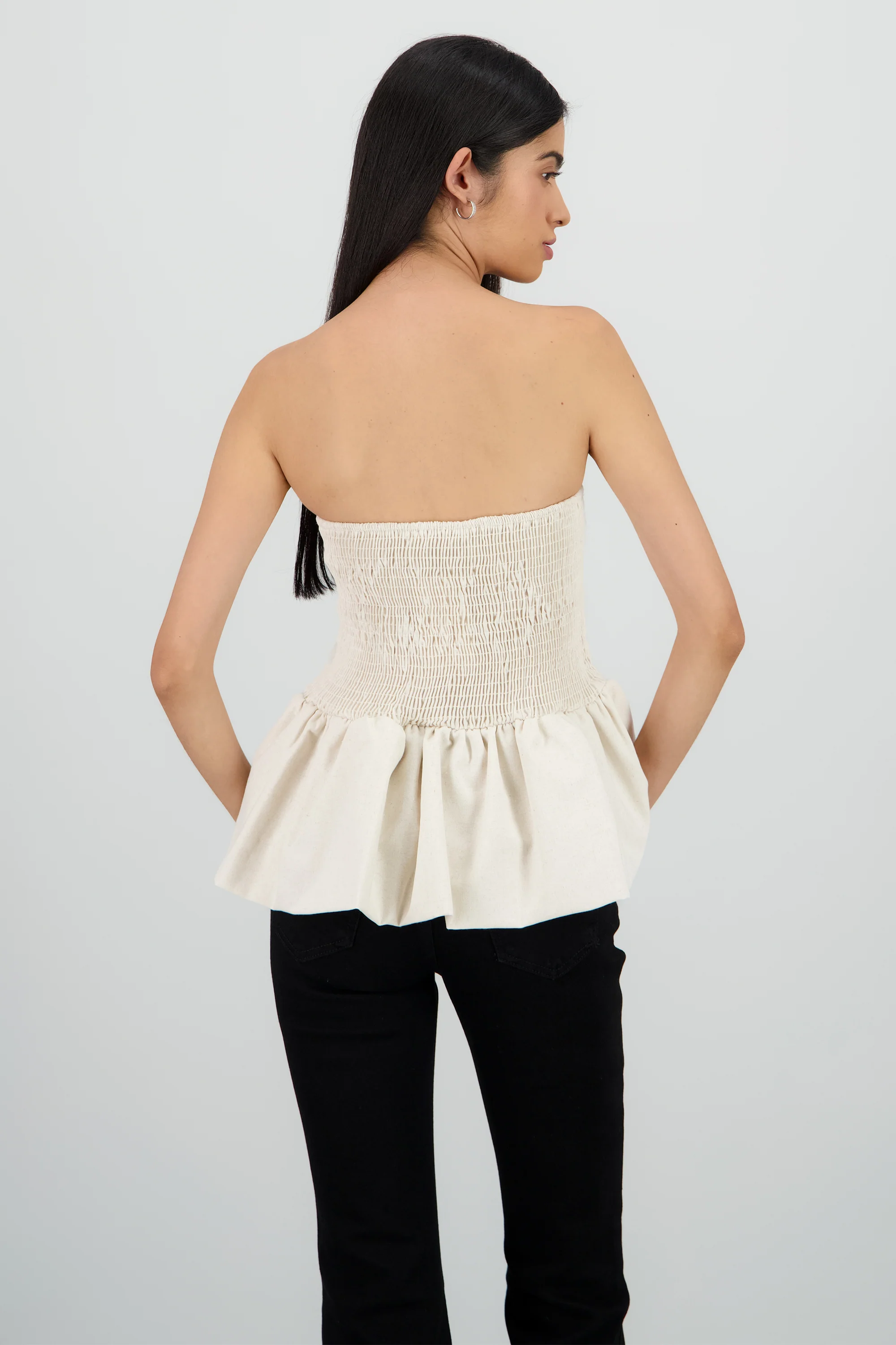 Top strapless burbuja detalle smock - Image 4