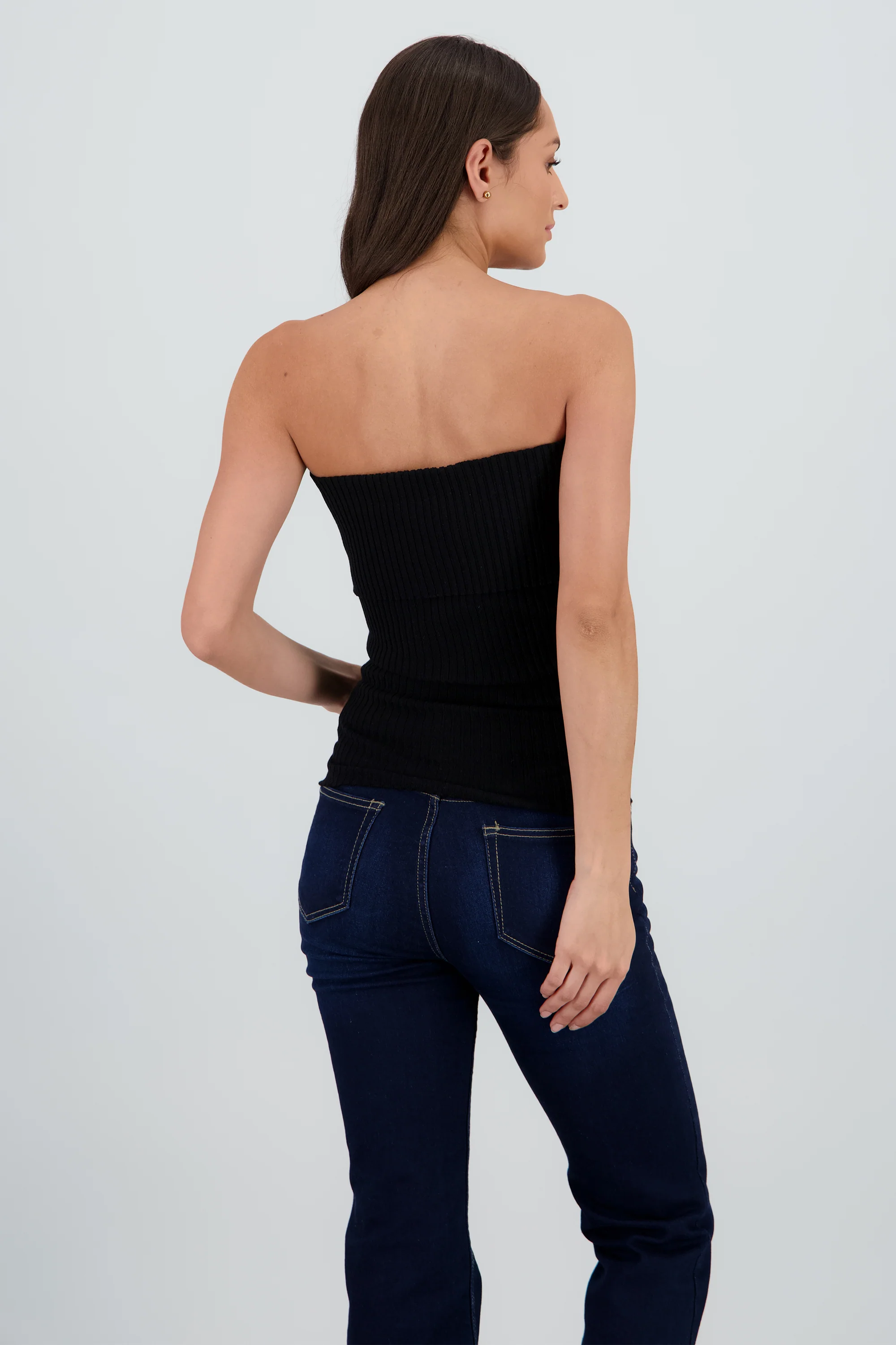 Top strapless con doblez tejido rib - Image 4