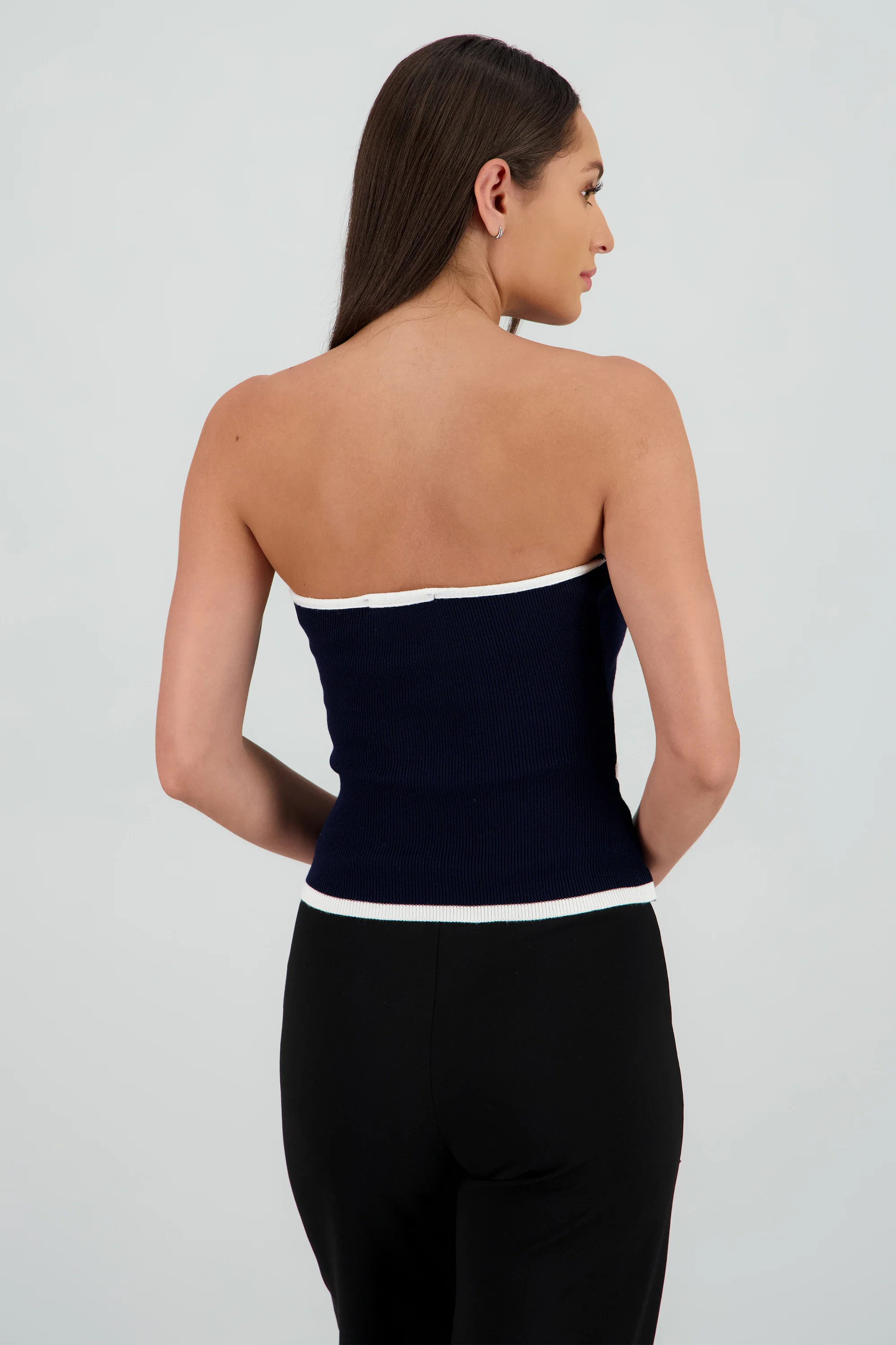 Top strapless detalle moño contraste - Image 4