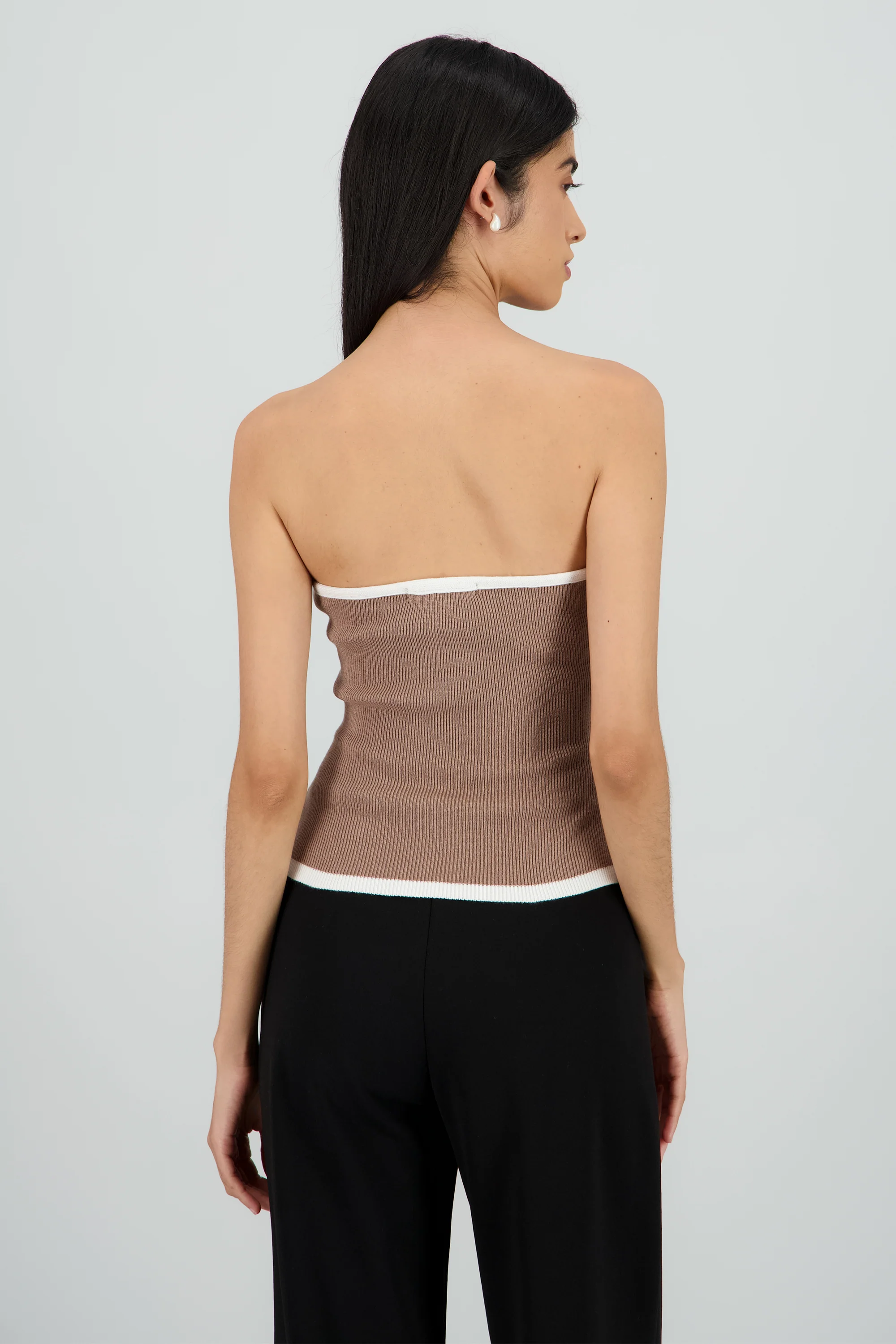 Top strapless detalle moño contraste - Image 4