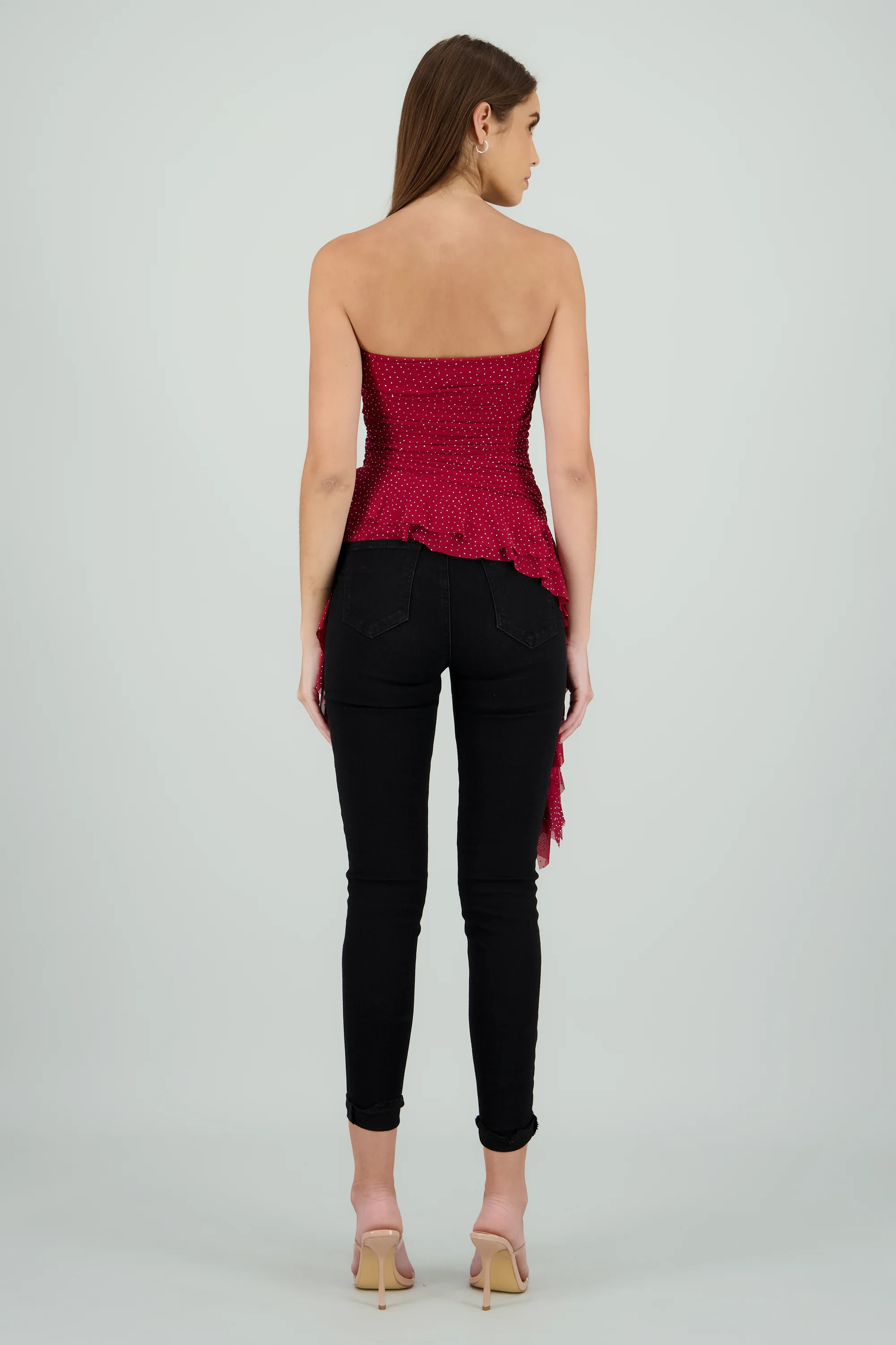 Top strapless drapeado con brillos - Image 4