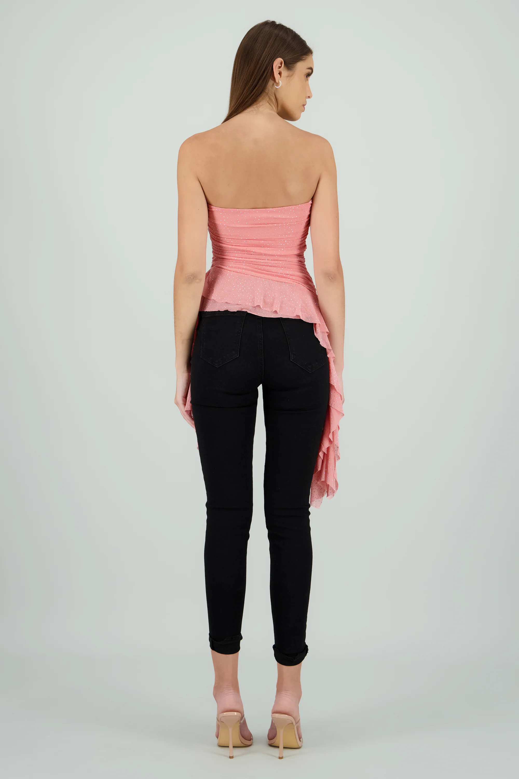Top strapless drapeado con brillos - Image 4