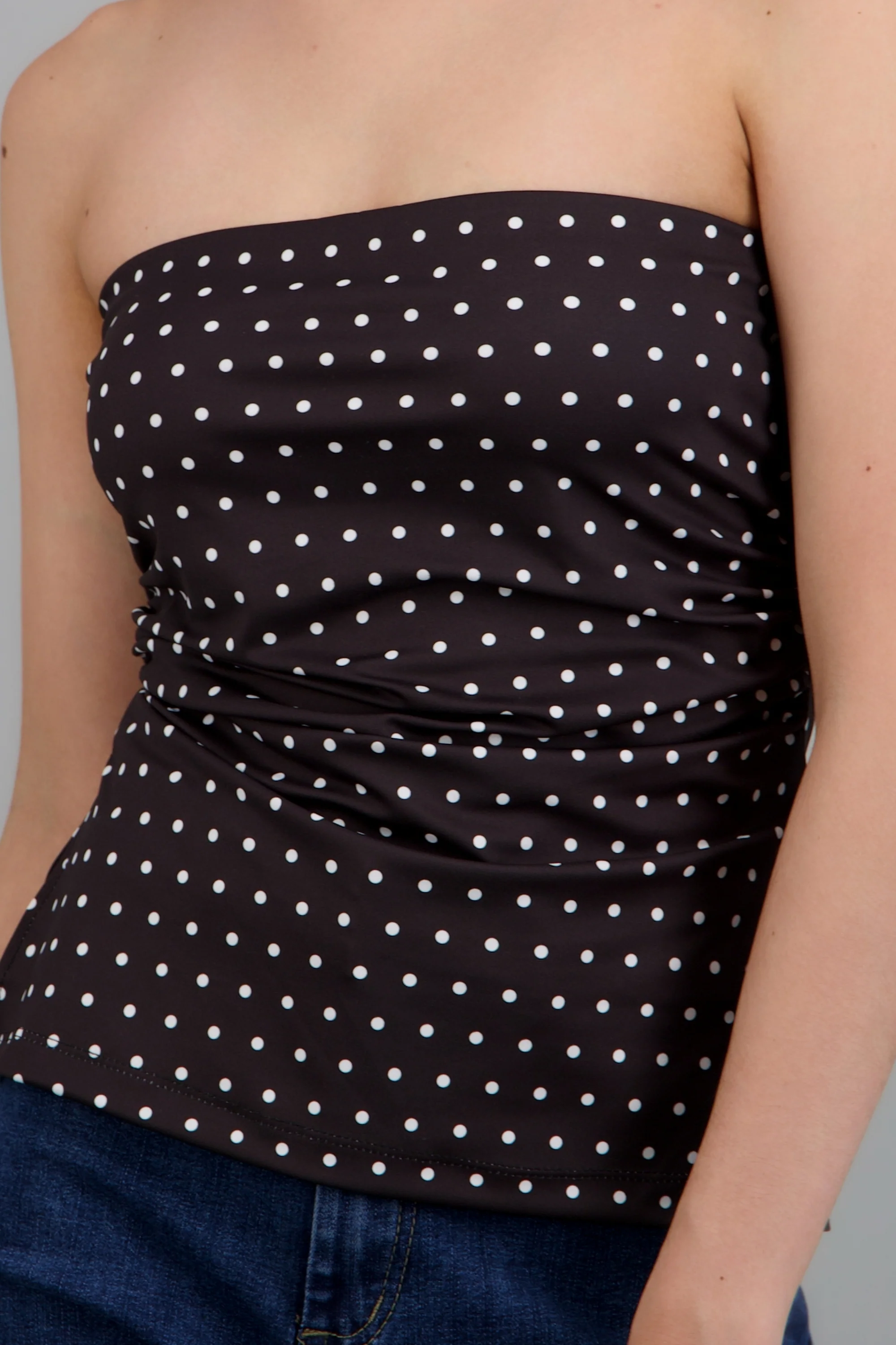 top strapless fruncido polka dots - Image 10