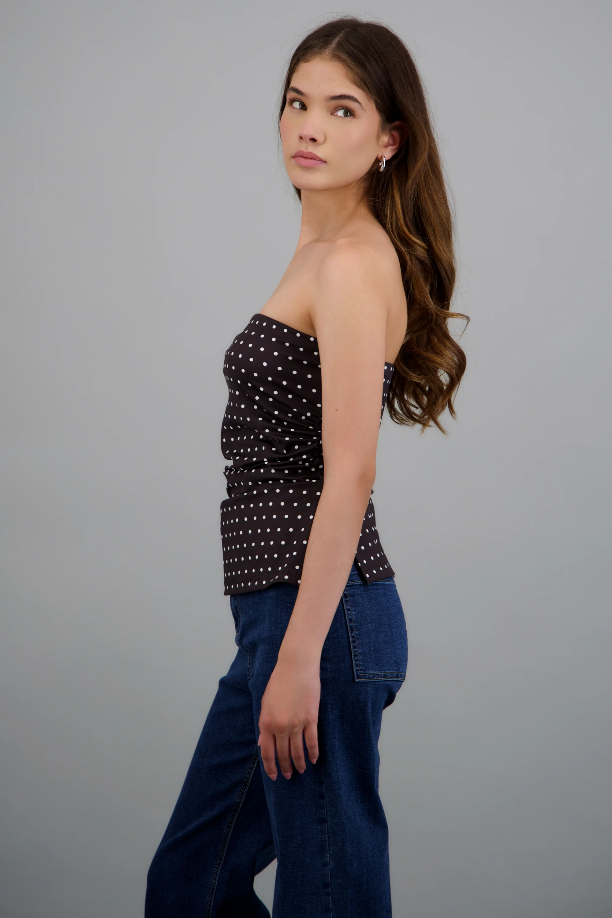 top strapless fruncido polka dots - Image 2