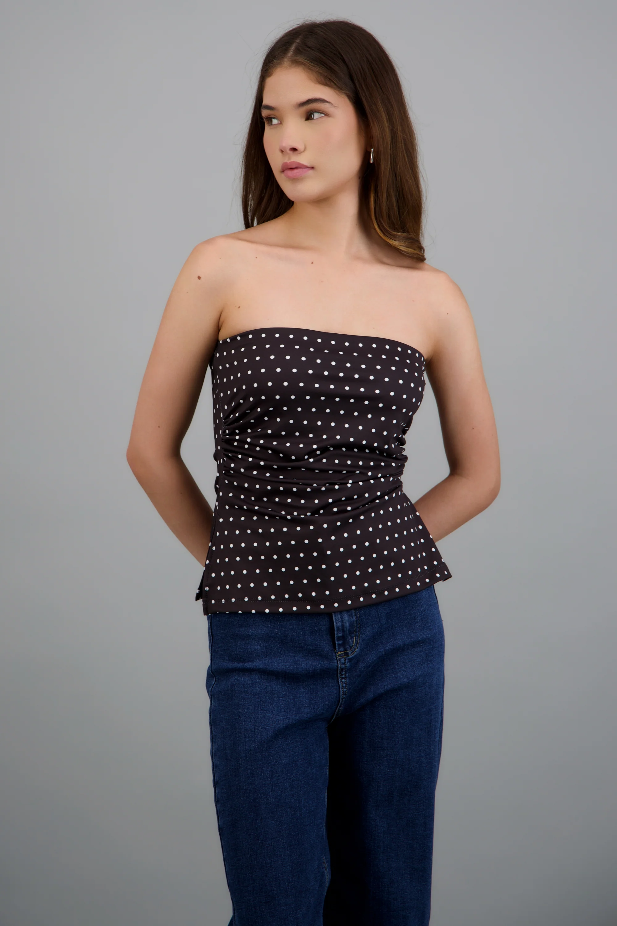 top strapless fruncido polka dots - Image 3