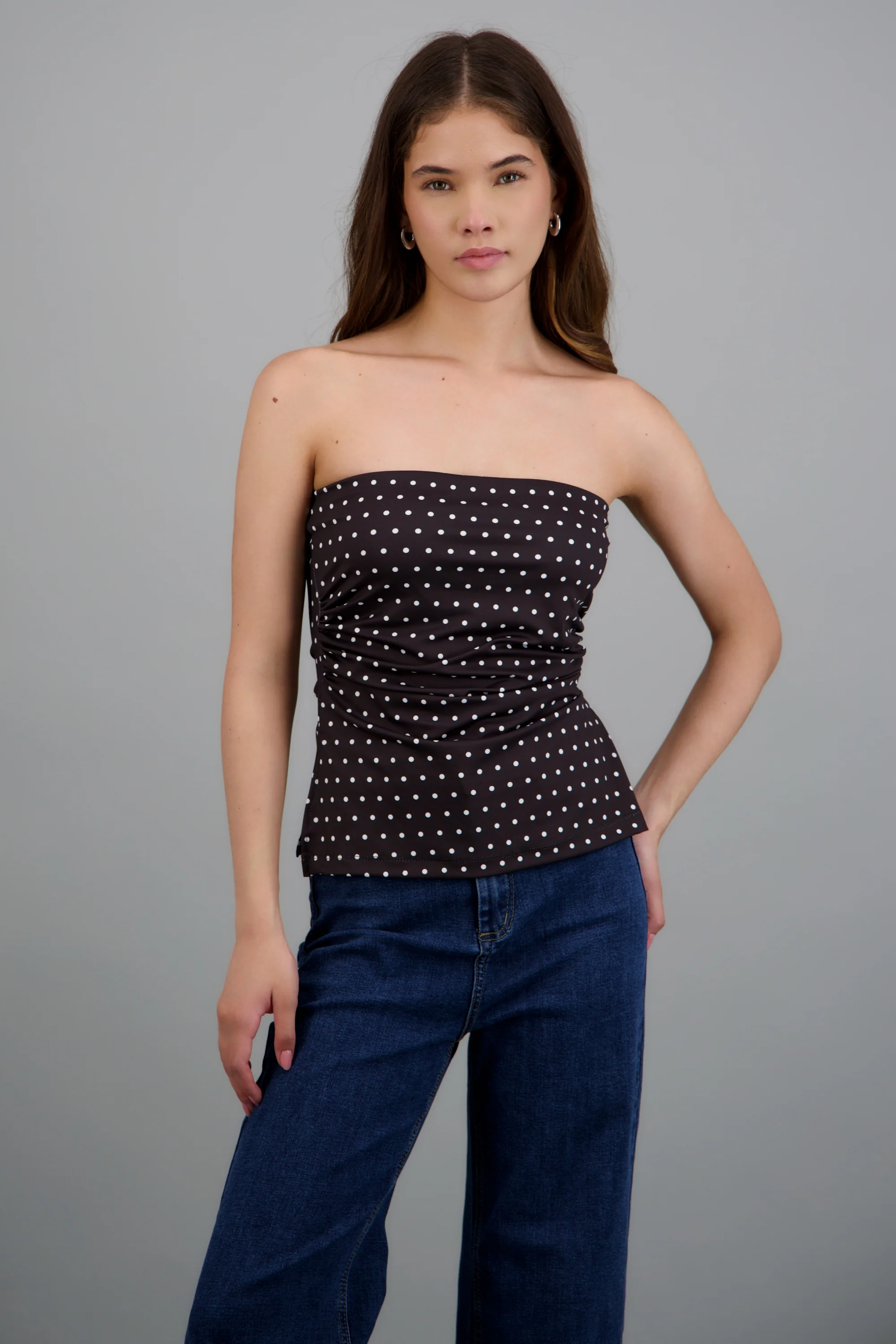 top strapless fruncido polka dots - Image 6