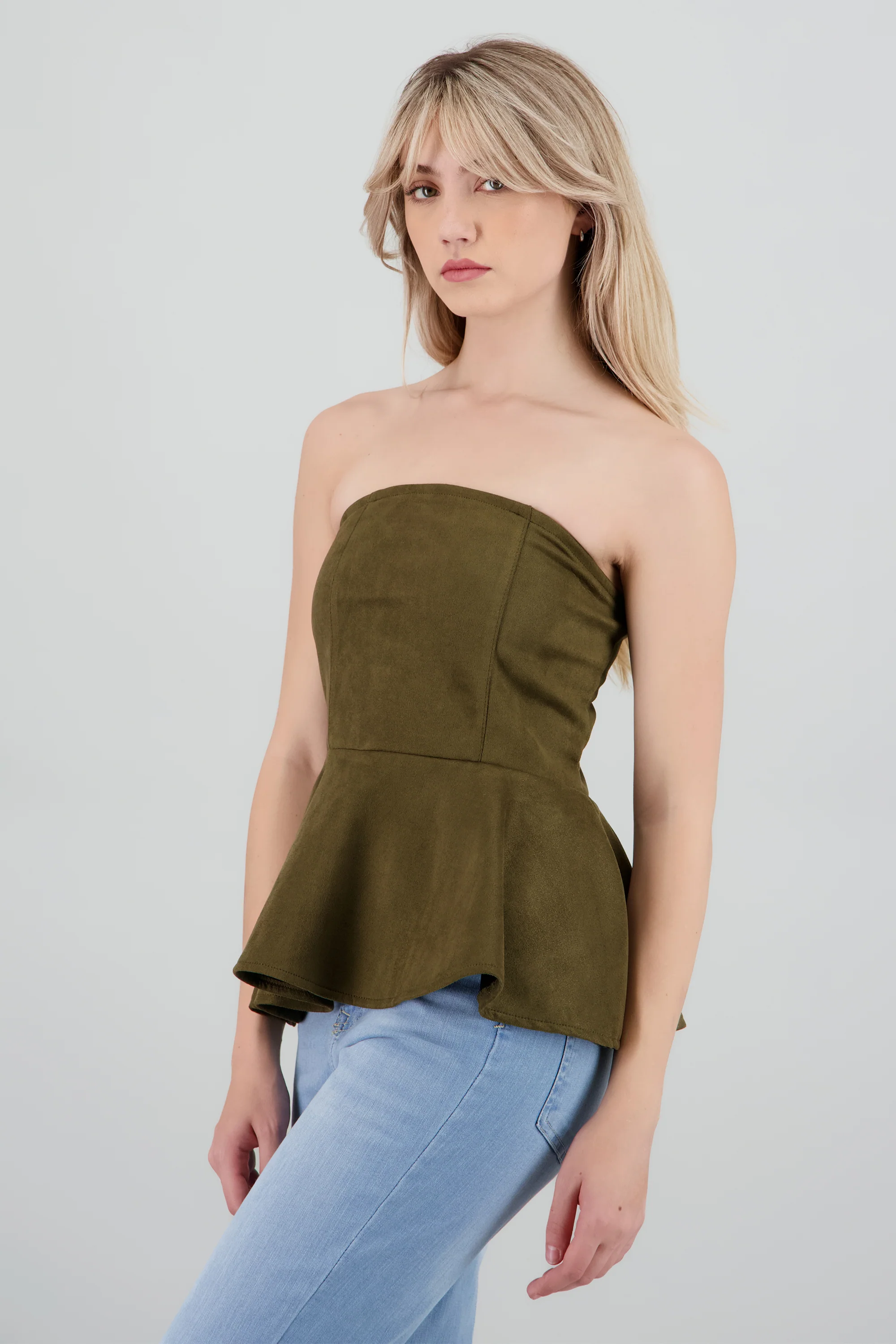 Top Strapples Suede Peplum - Image 3
