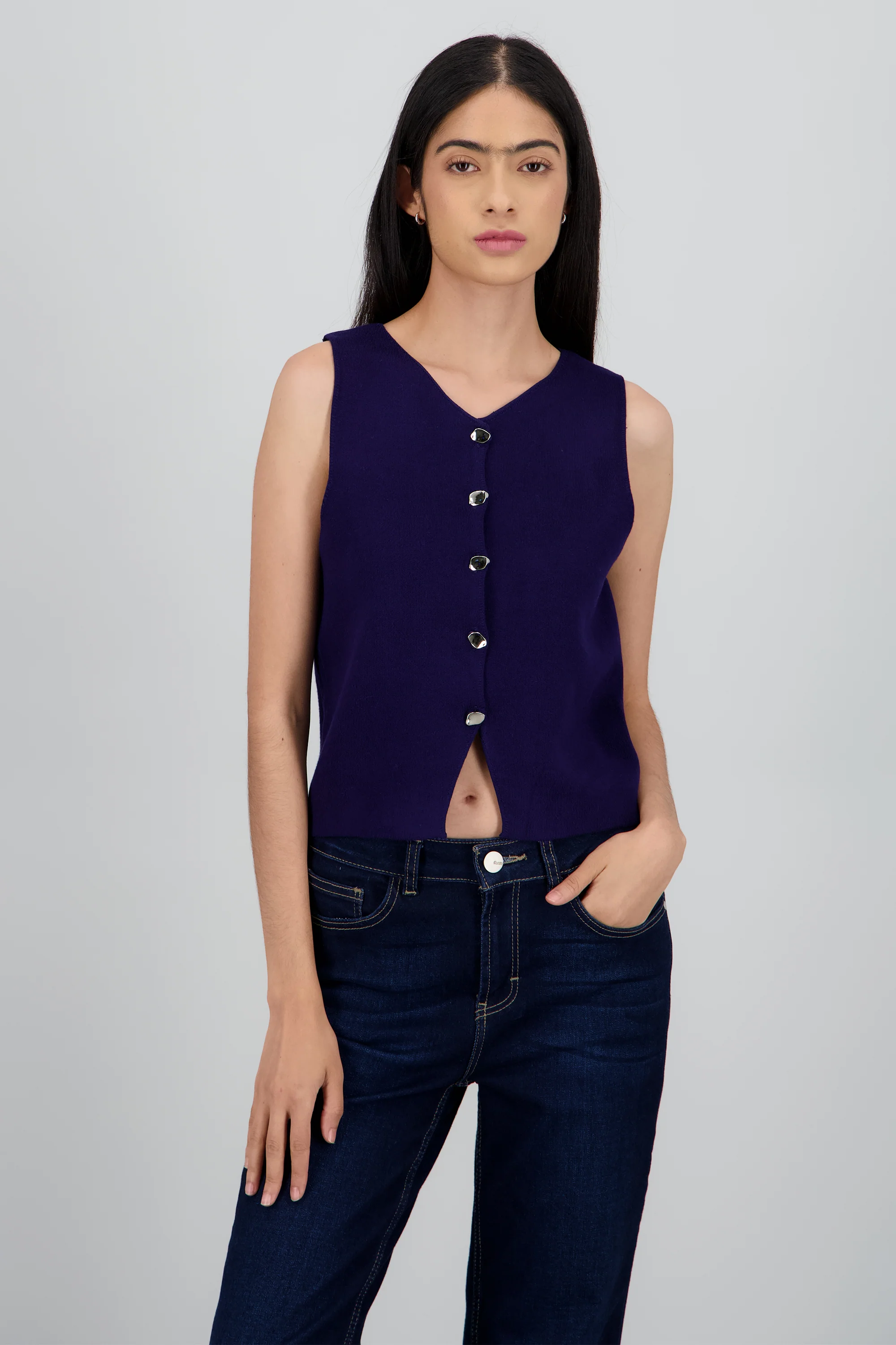 Top tejido con detalle botones