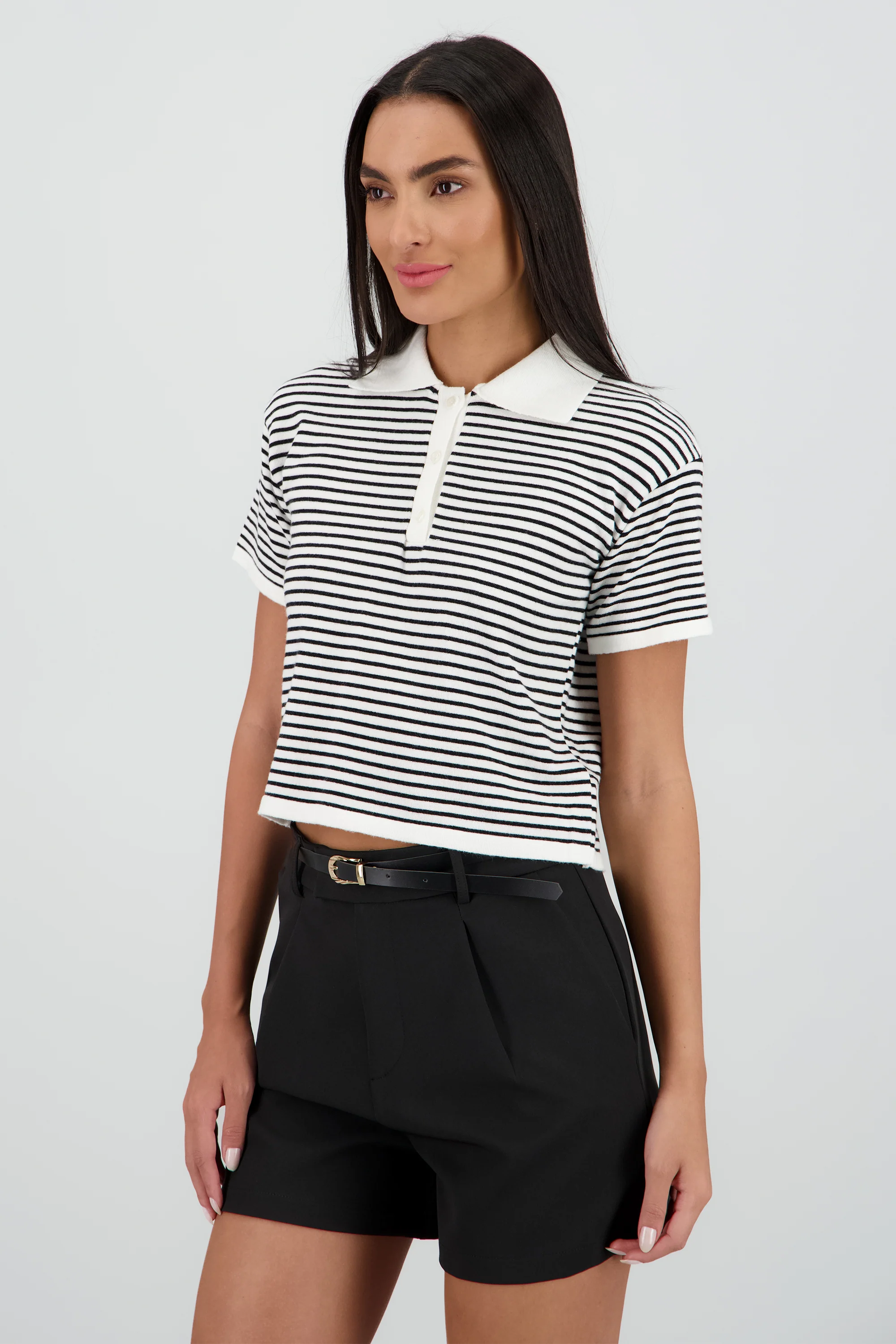 Top tejido cuello polo rayas - Image 3