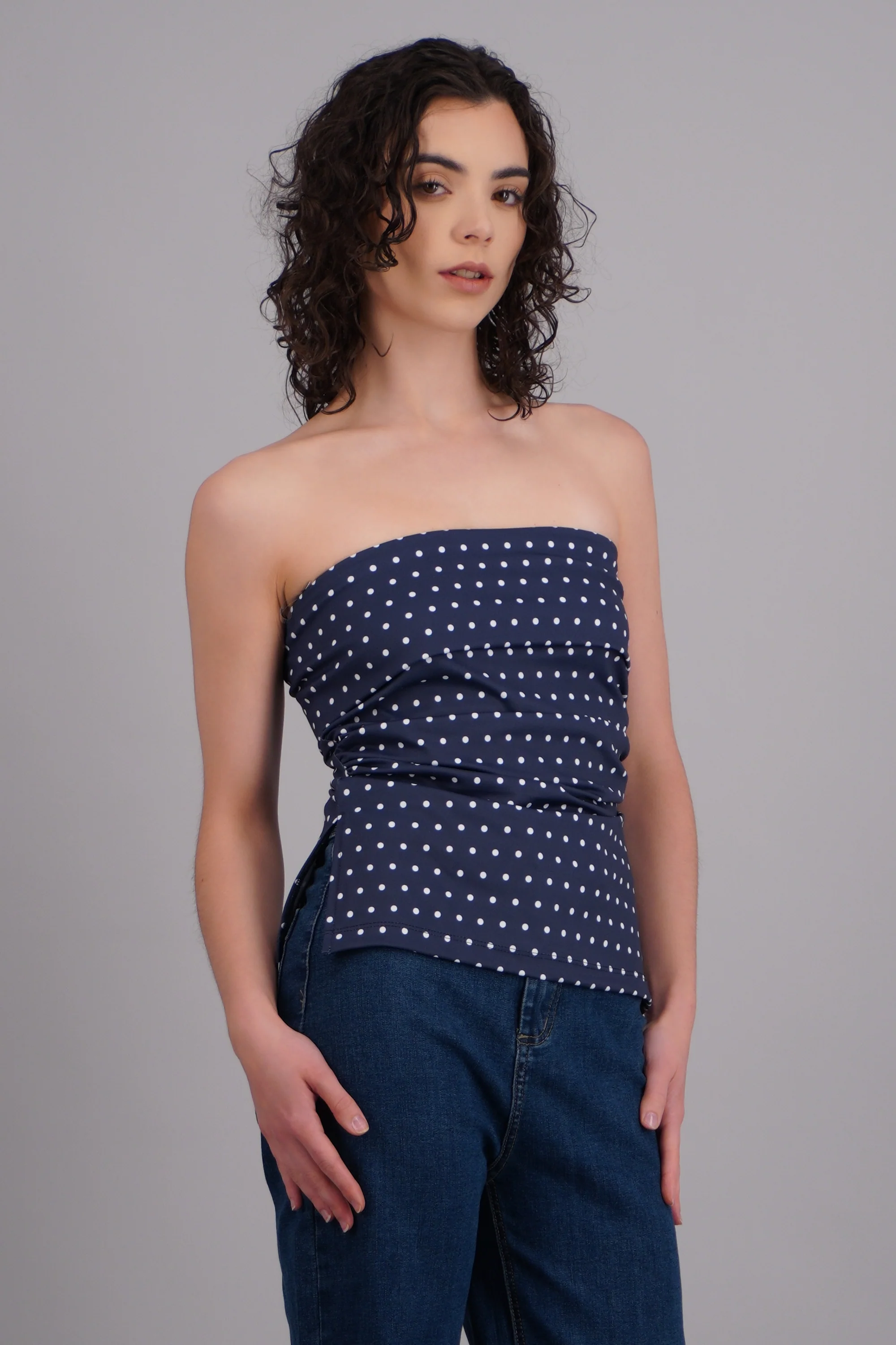 top tubo con dobles escote polka dots - Image 2