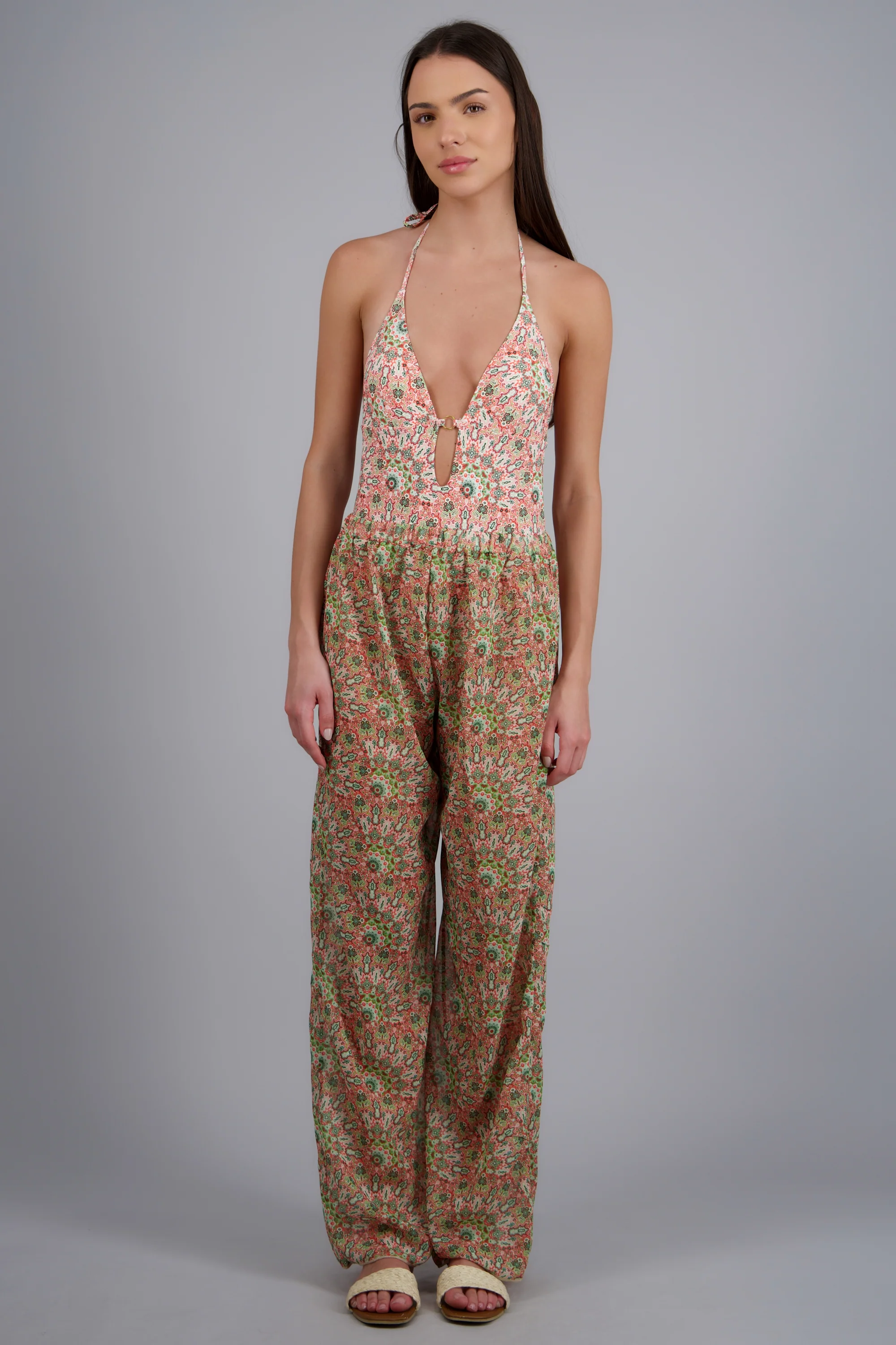 Traje de baño estampado con salida pantalon