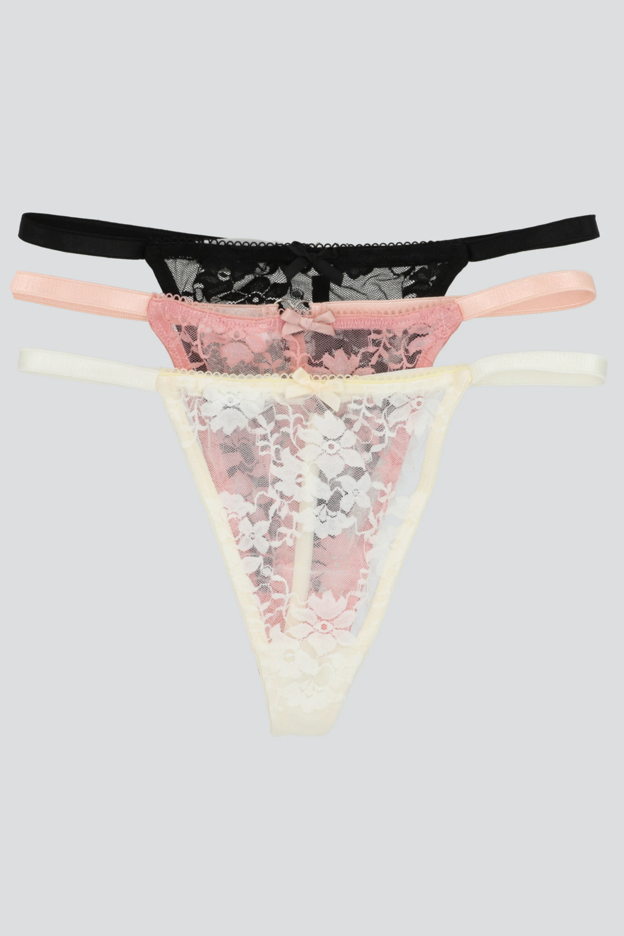 Tripack tanga encaje detalle aro corazón