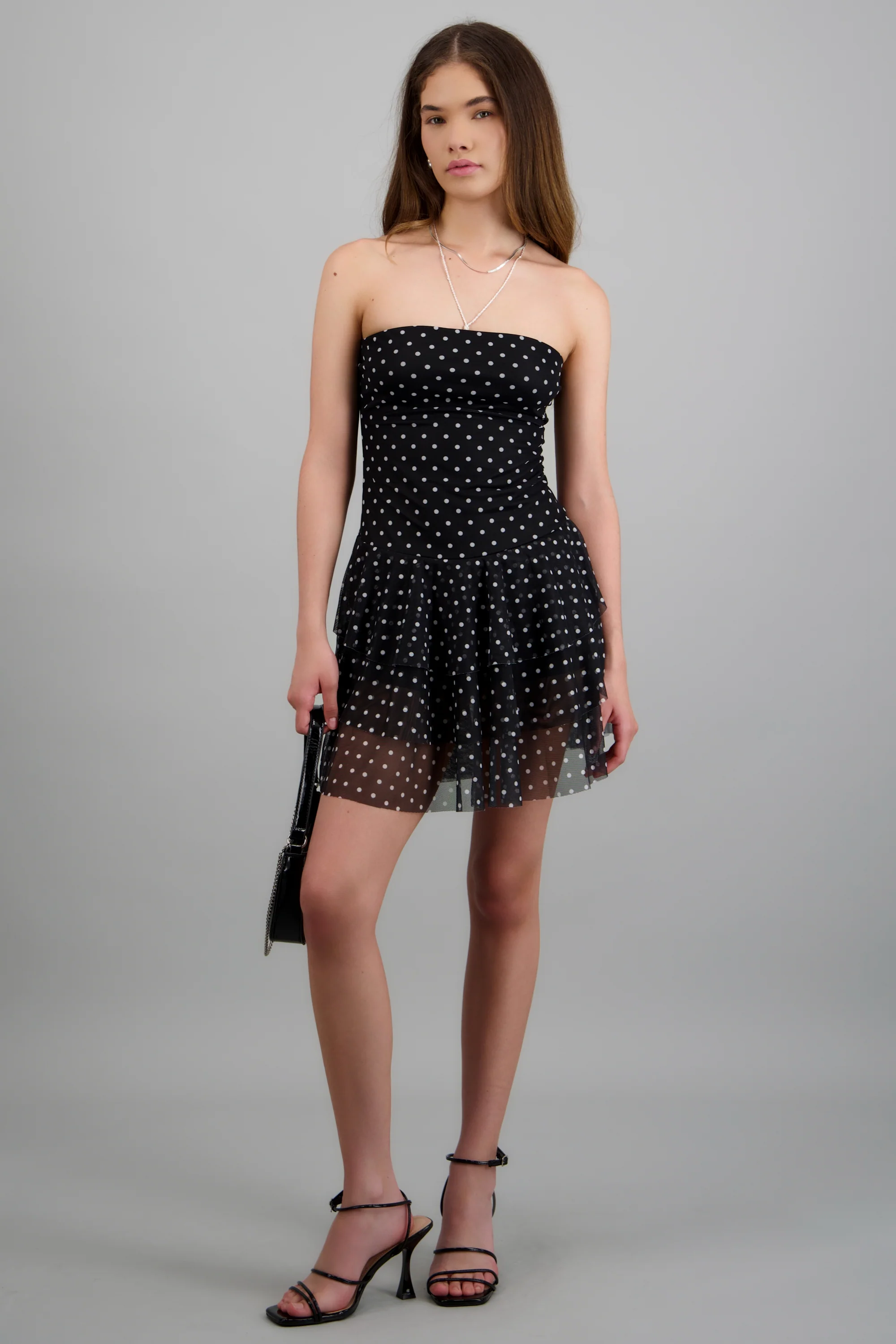 Vestido bandeau mesh olanes