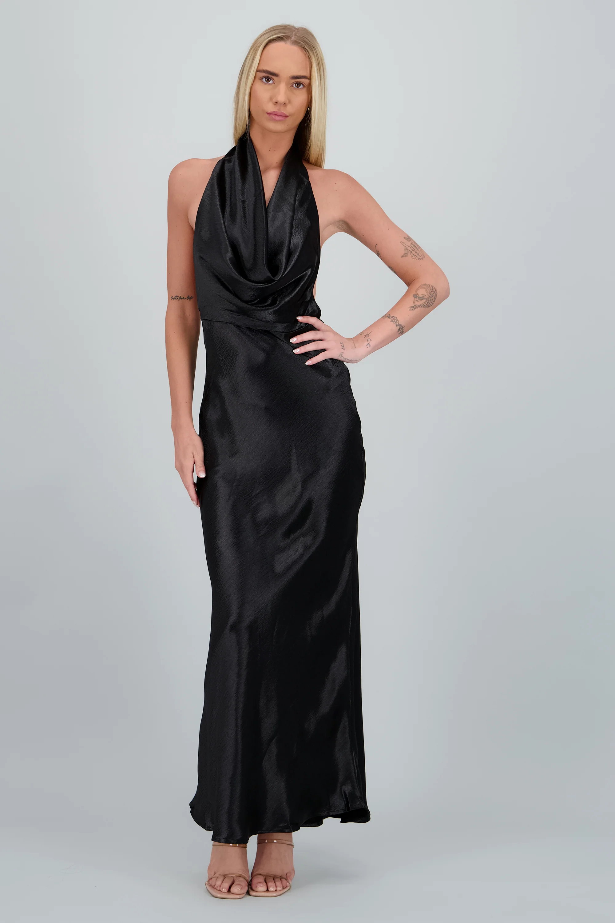 Vestido cuello cascada espalda abierta - Image 2