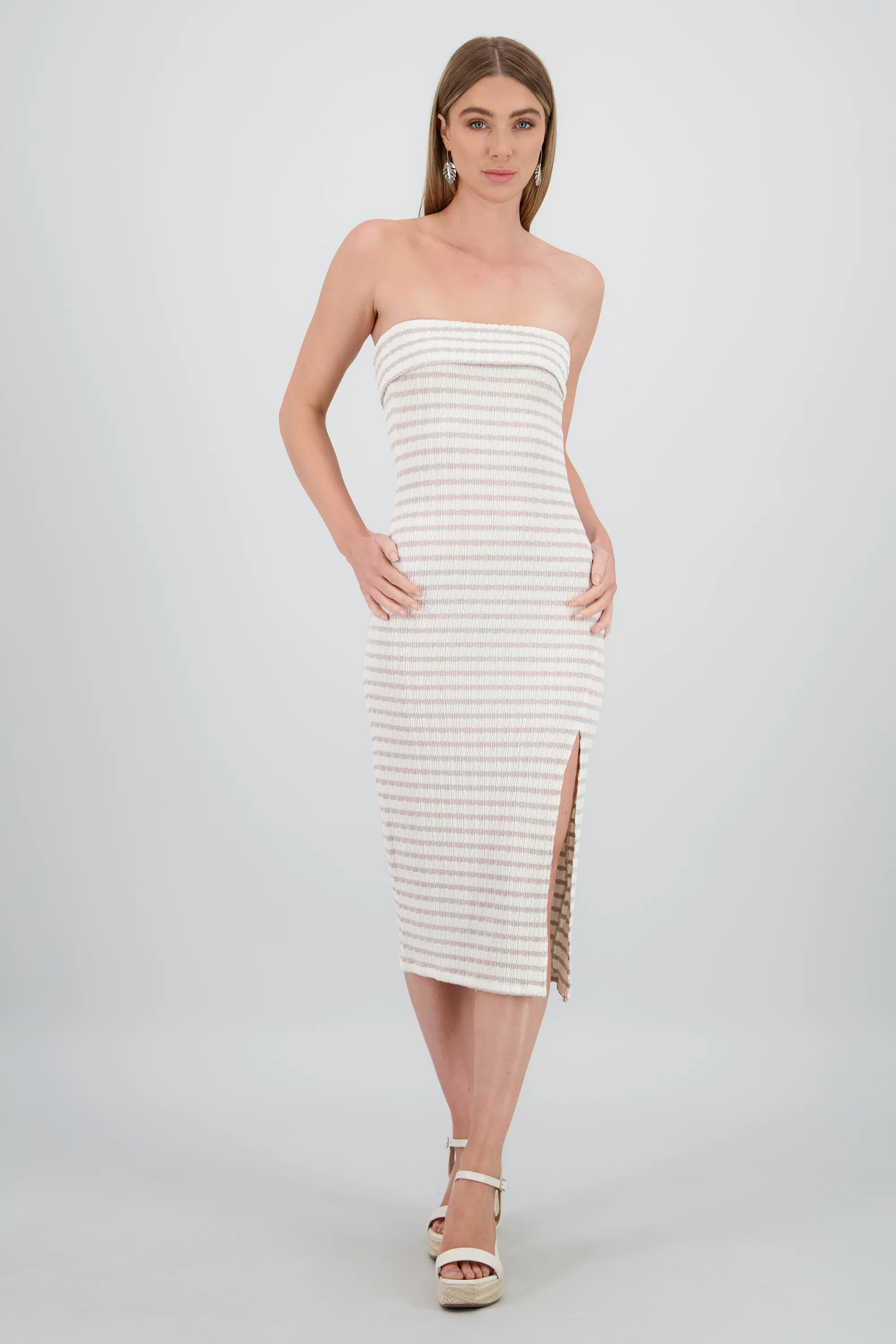 Vestido strapless estampado rayas - Image 2