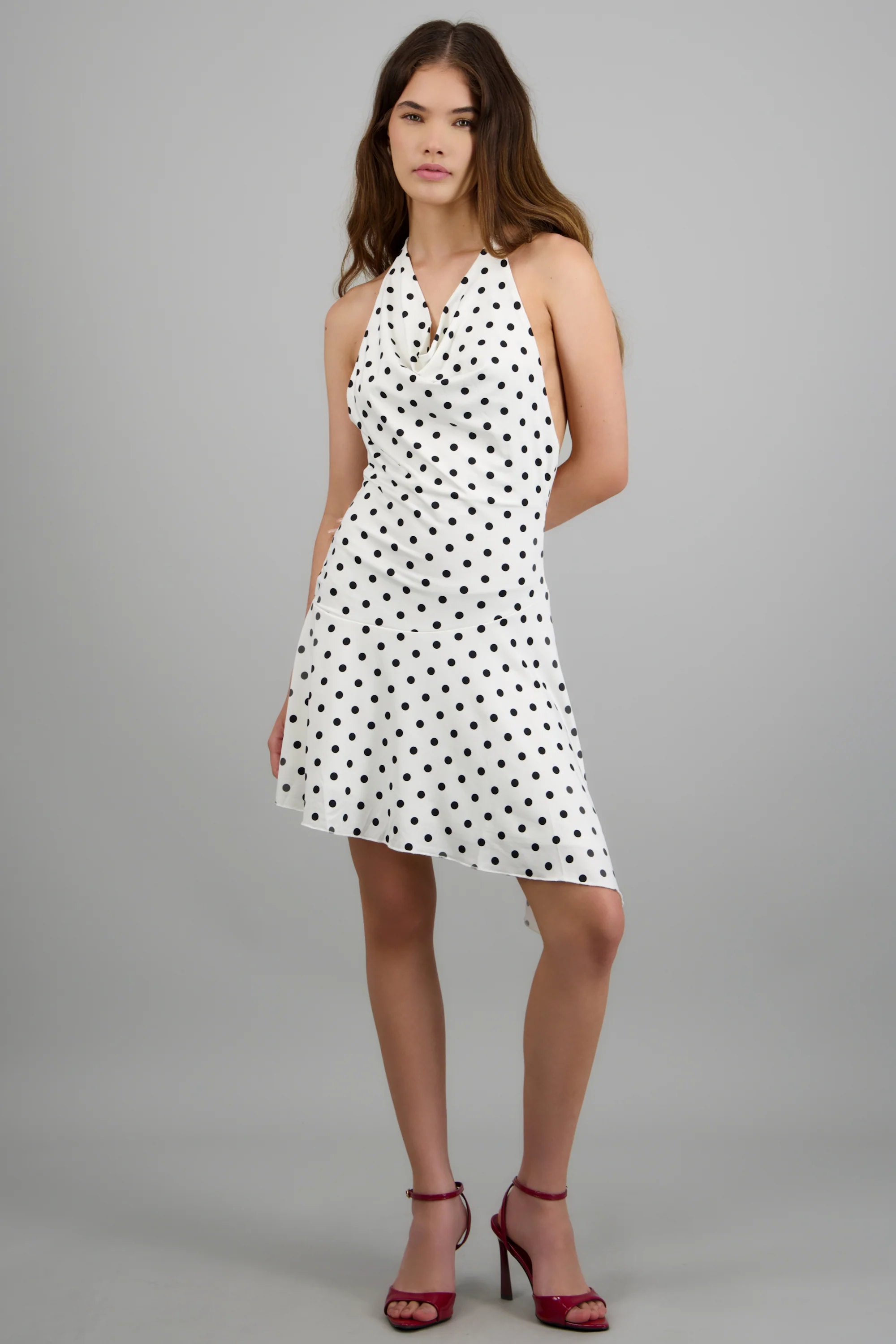 Vestido halter asimetrico polka dots - Image 3