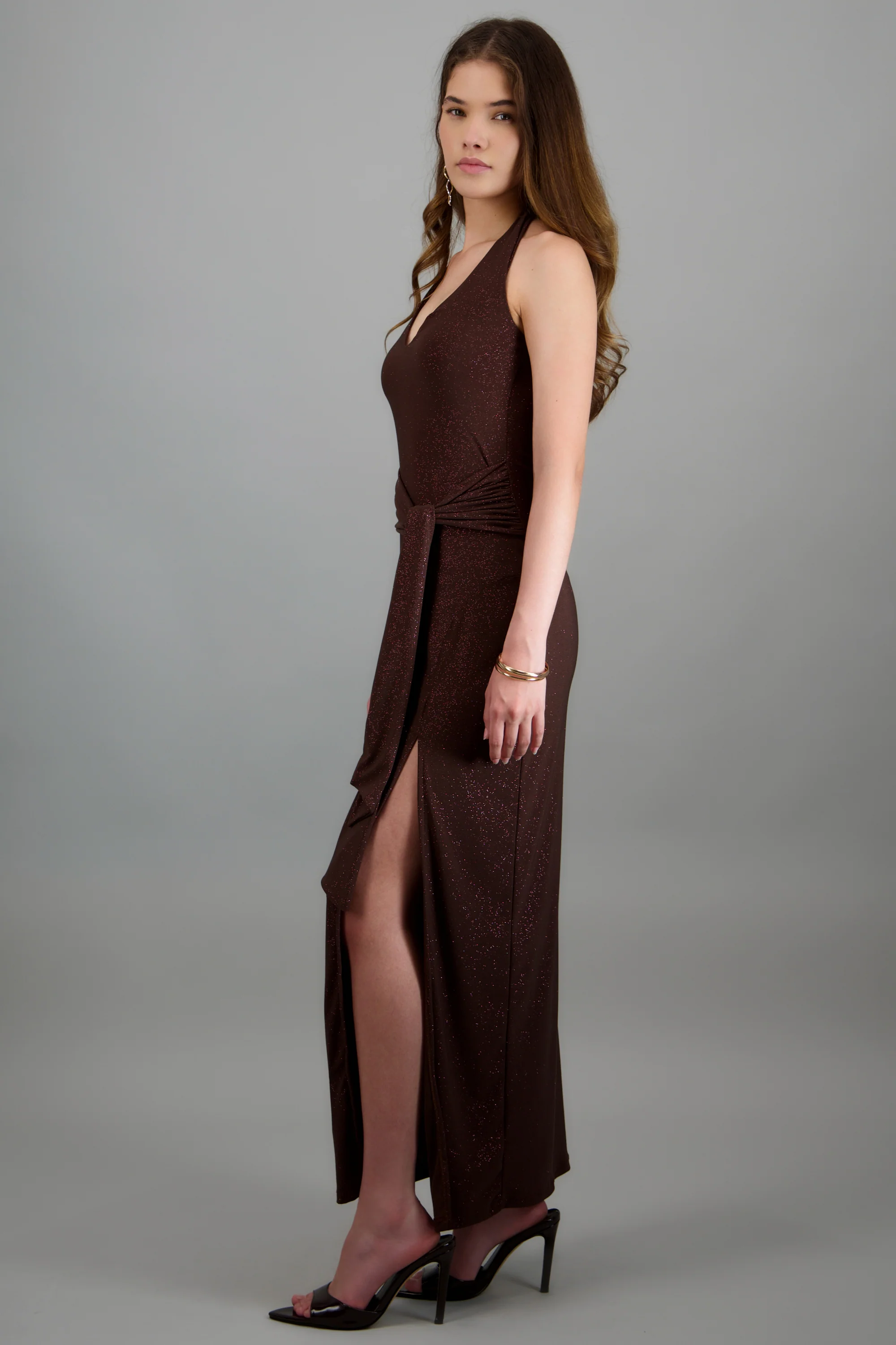 Vestido halter detalle nudo brillos - Image 2