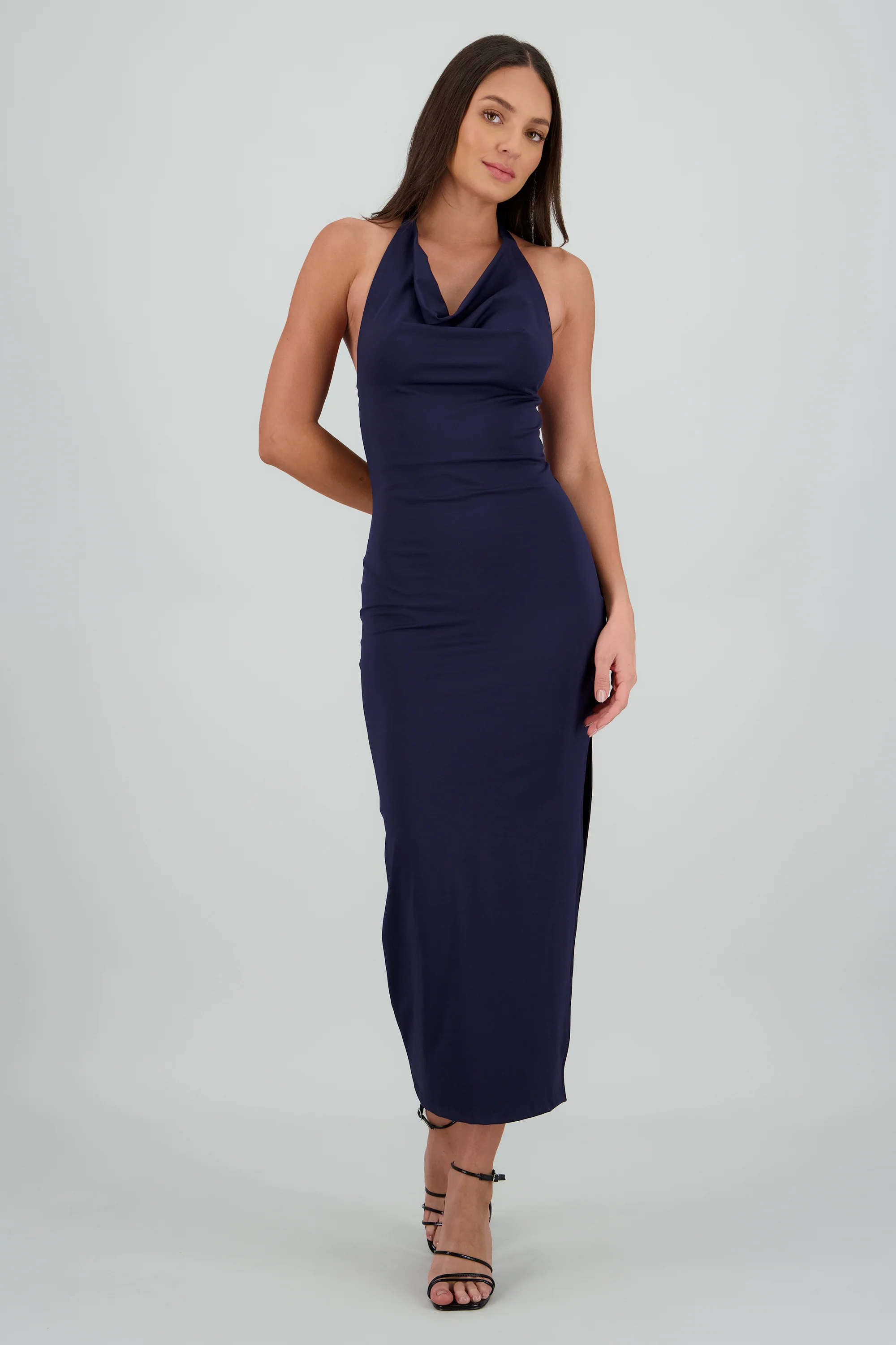 Vestido halter escote cascada - Image 2