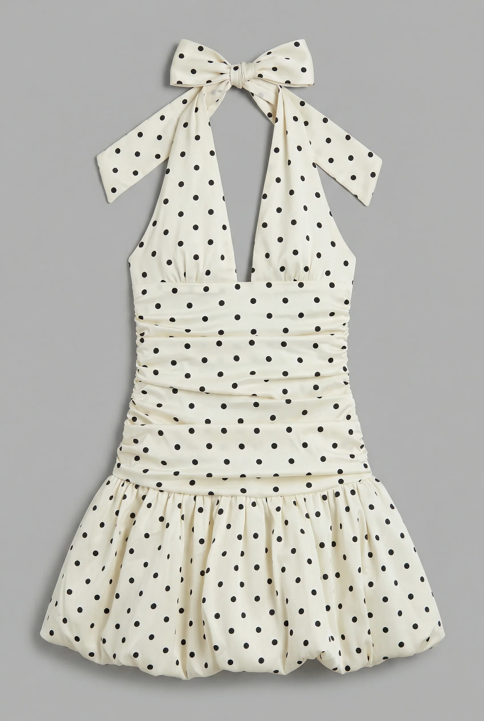 Vestido halter polka dots satin - Image 2