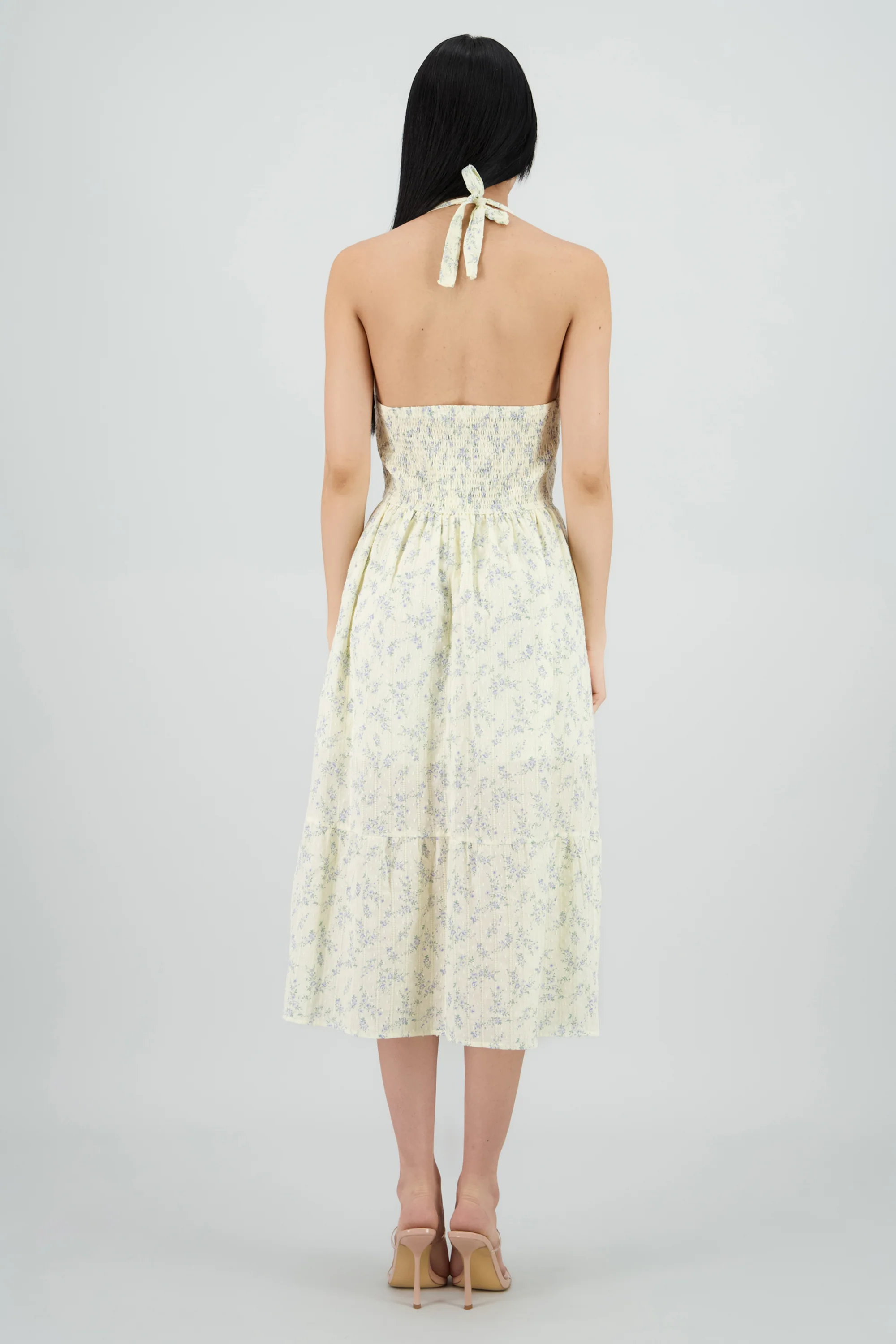 Vestido halter tela con textura estampado flores - Image 4