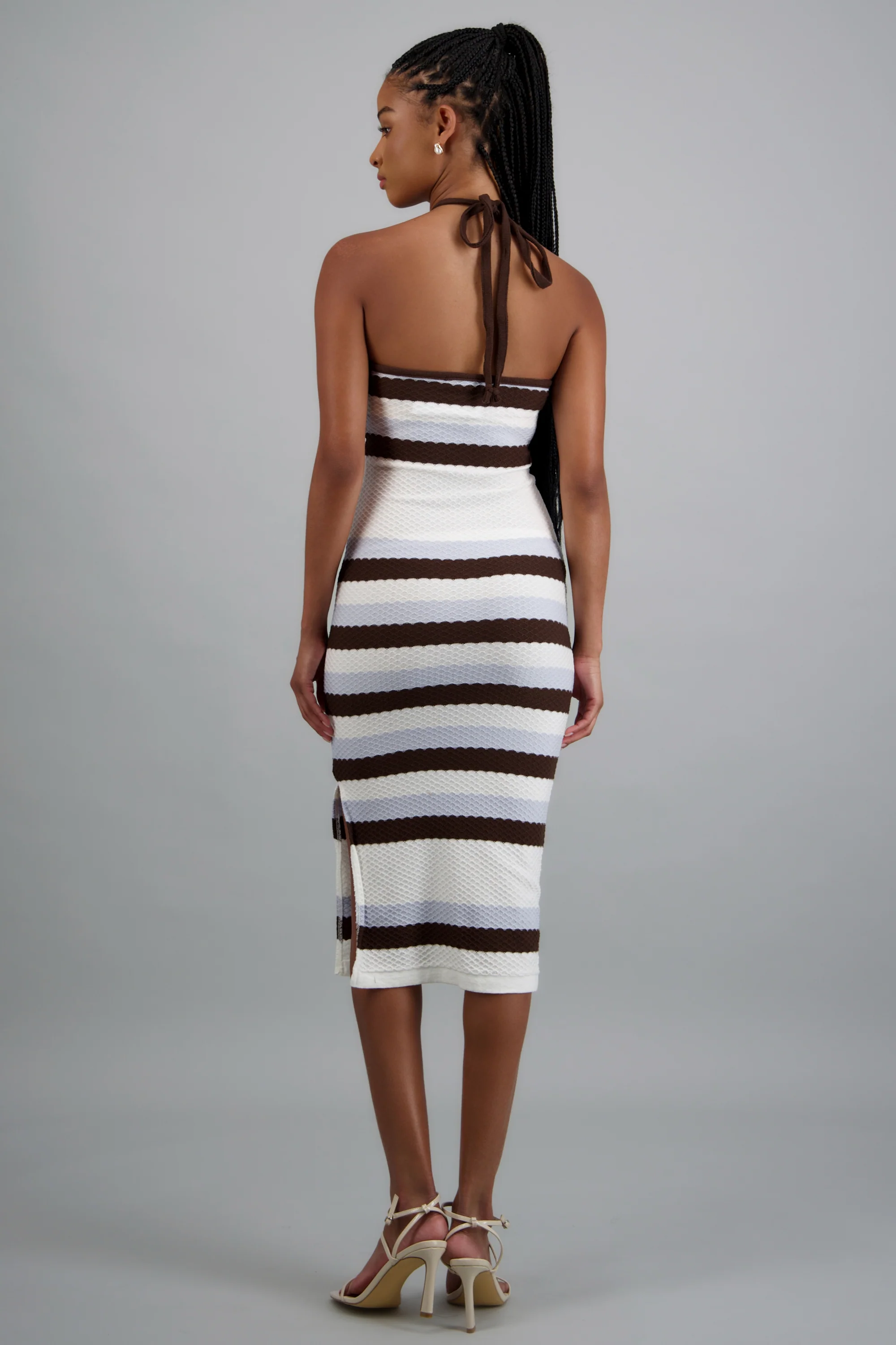 Vestido halter textura rayas - Image 3