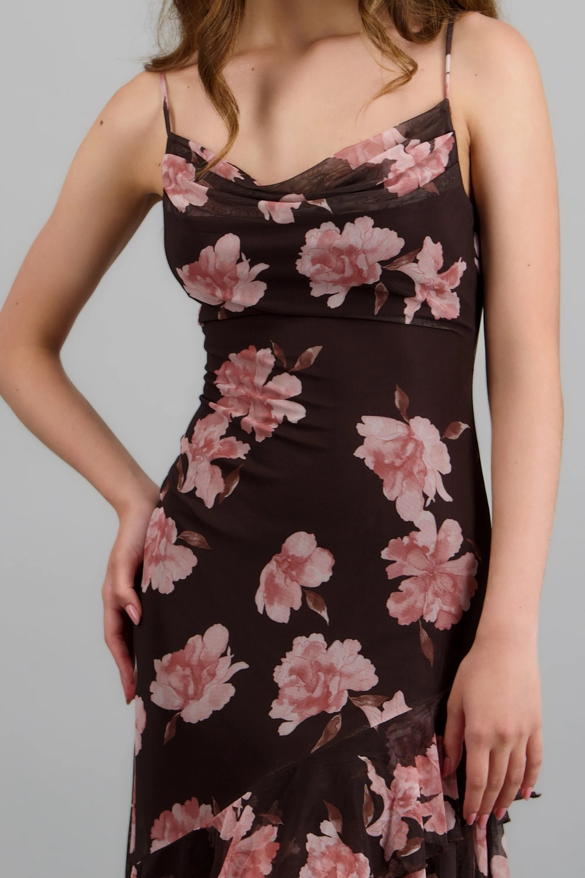 Vestido maxi asimétrico triantes estampado flores - Image 5