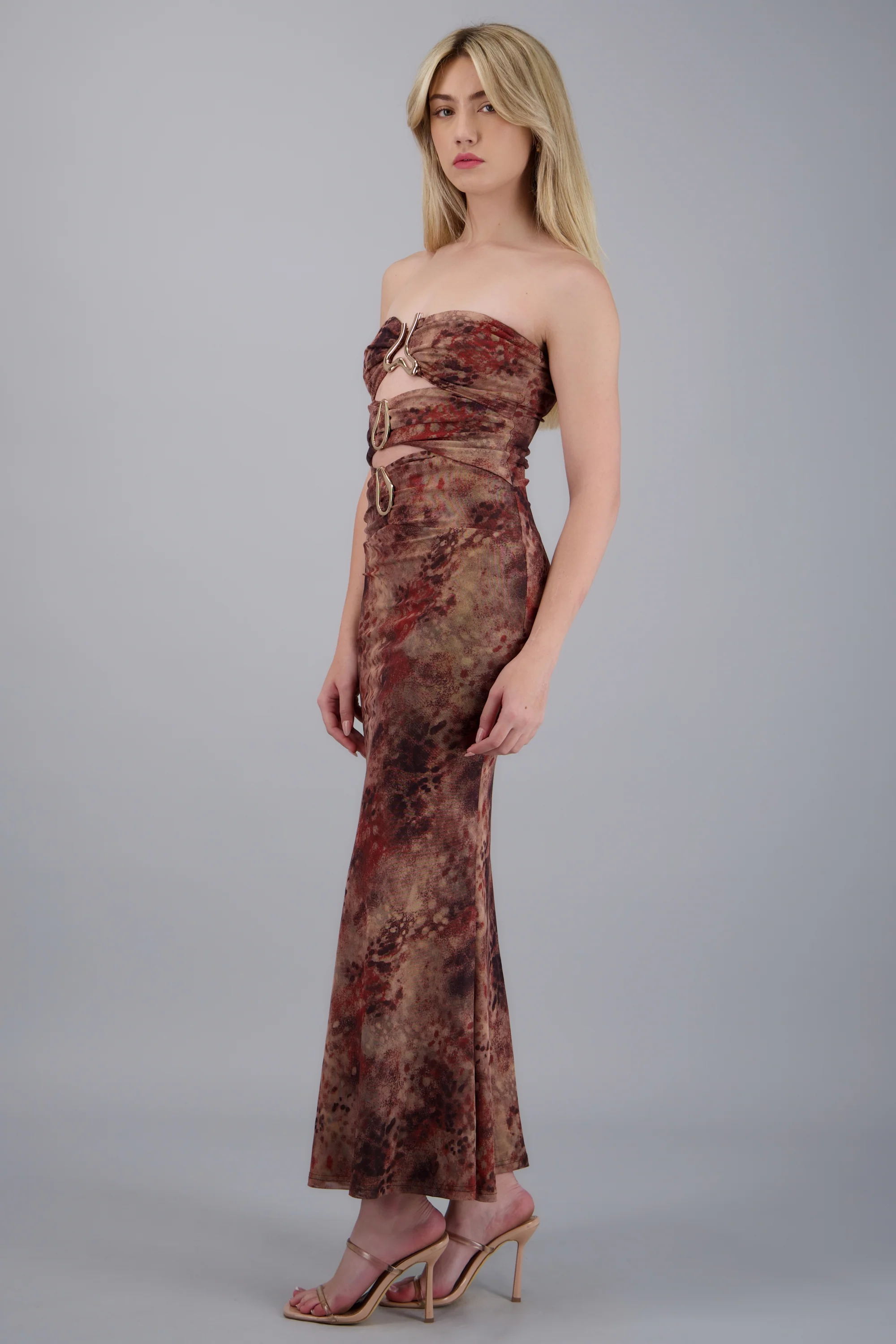 Vestido maxi bandeau detalle escote herrajes - Image 3