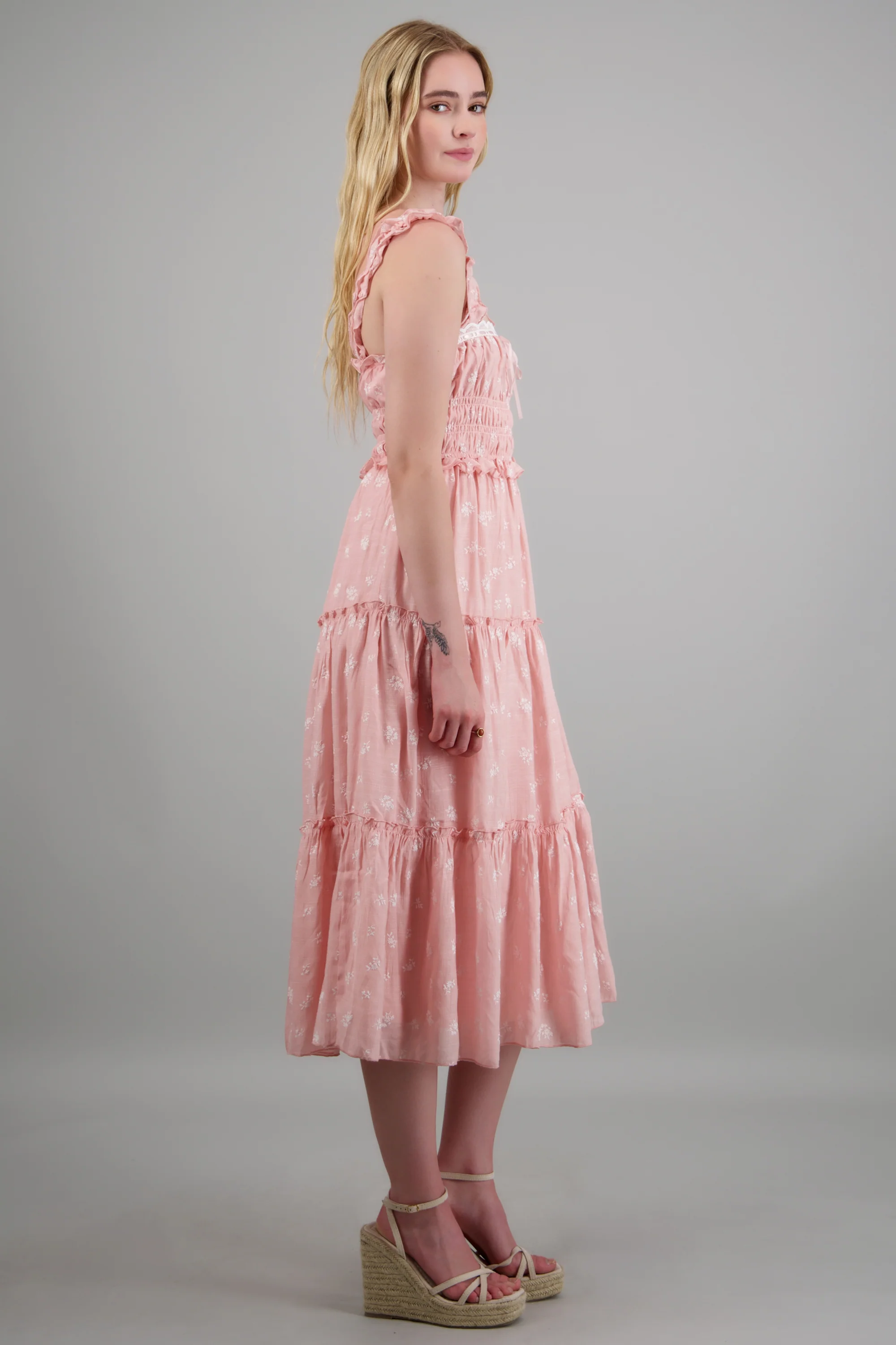 Vestido maxi bloques estampado flores - Image 3