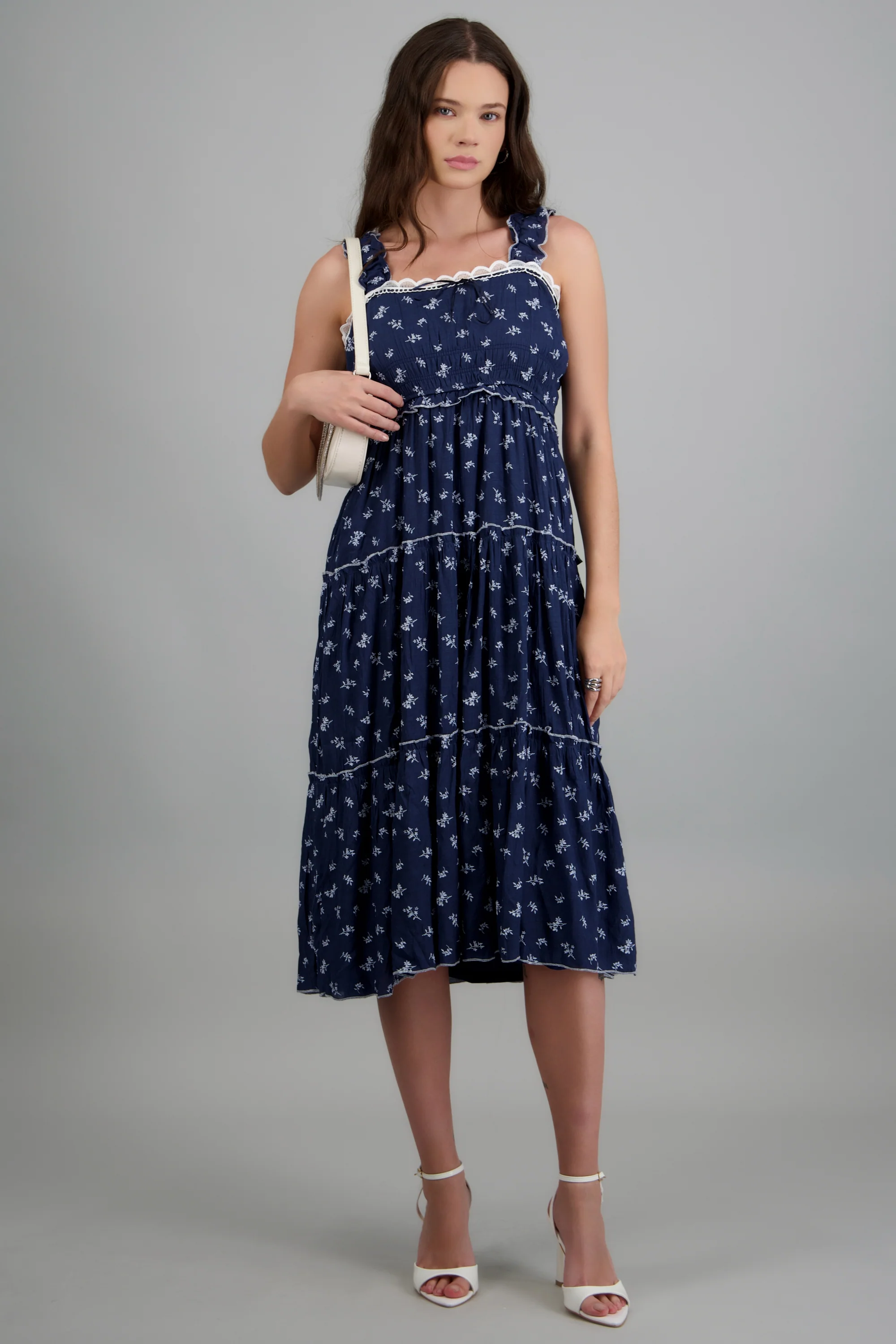 Vestido maxi bloques flores