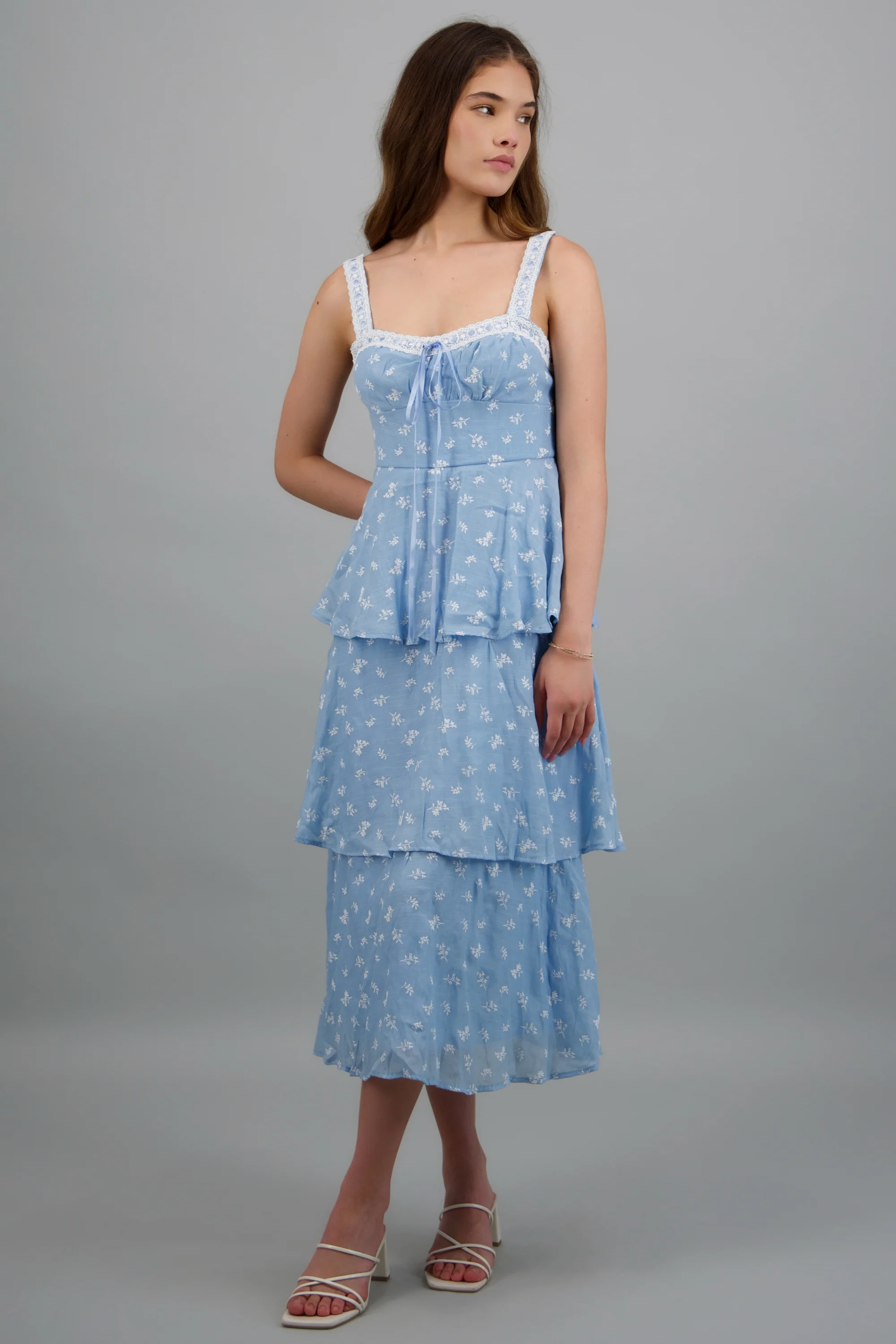 Vestido maxi capas estampado flores - Image 2