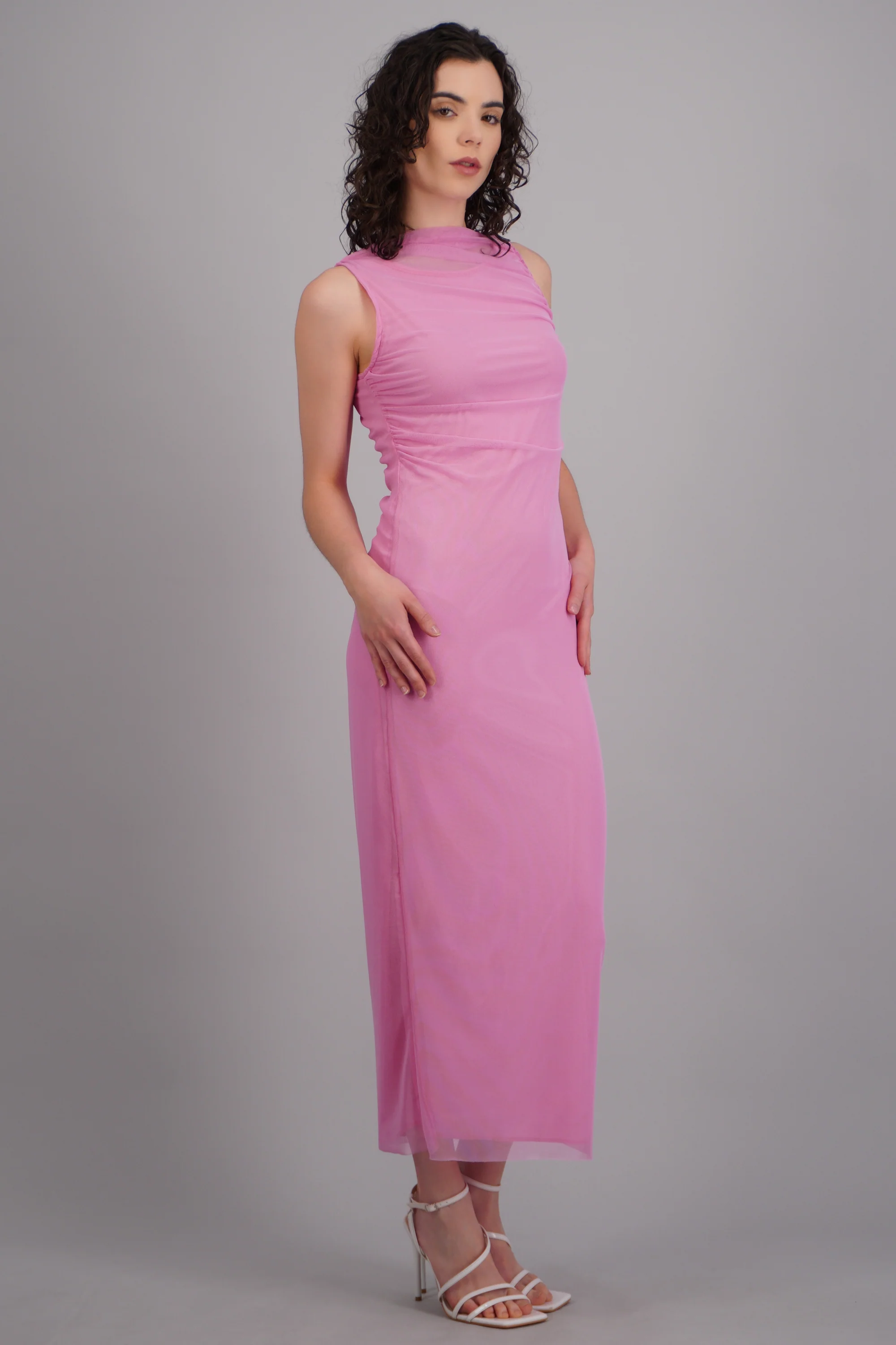 Vestido maxi de mesh drapeado - Image 2