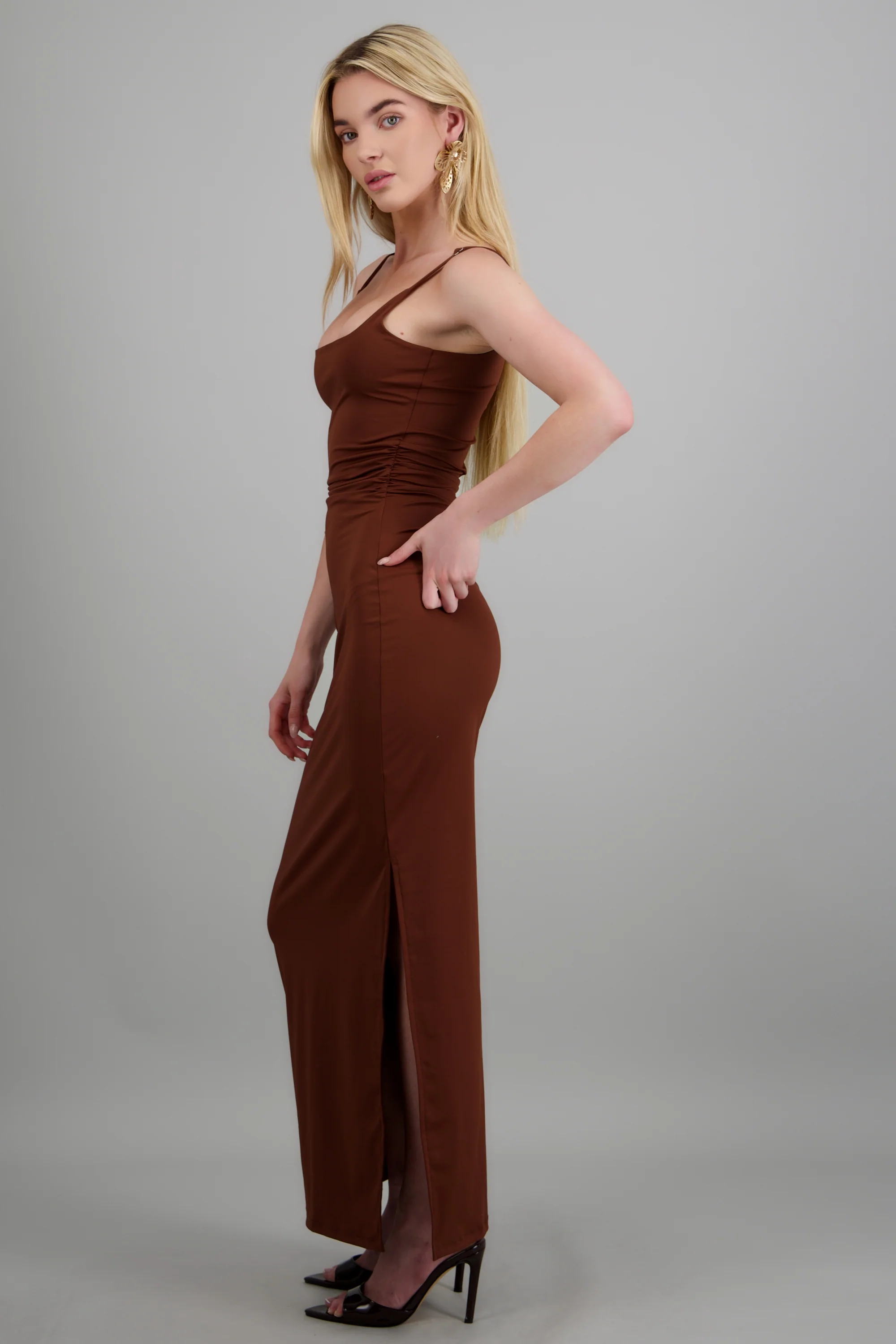 Vestido maxi detalle drapeado tirantes - Image 2