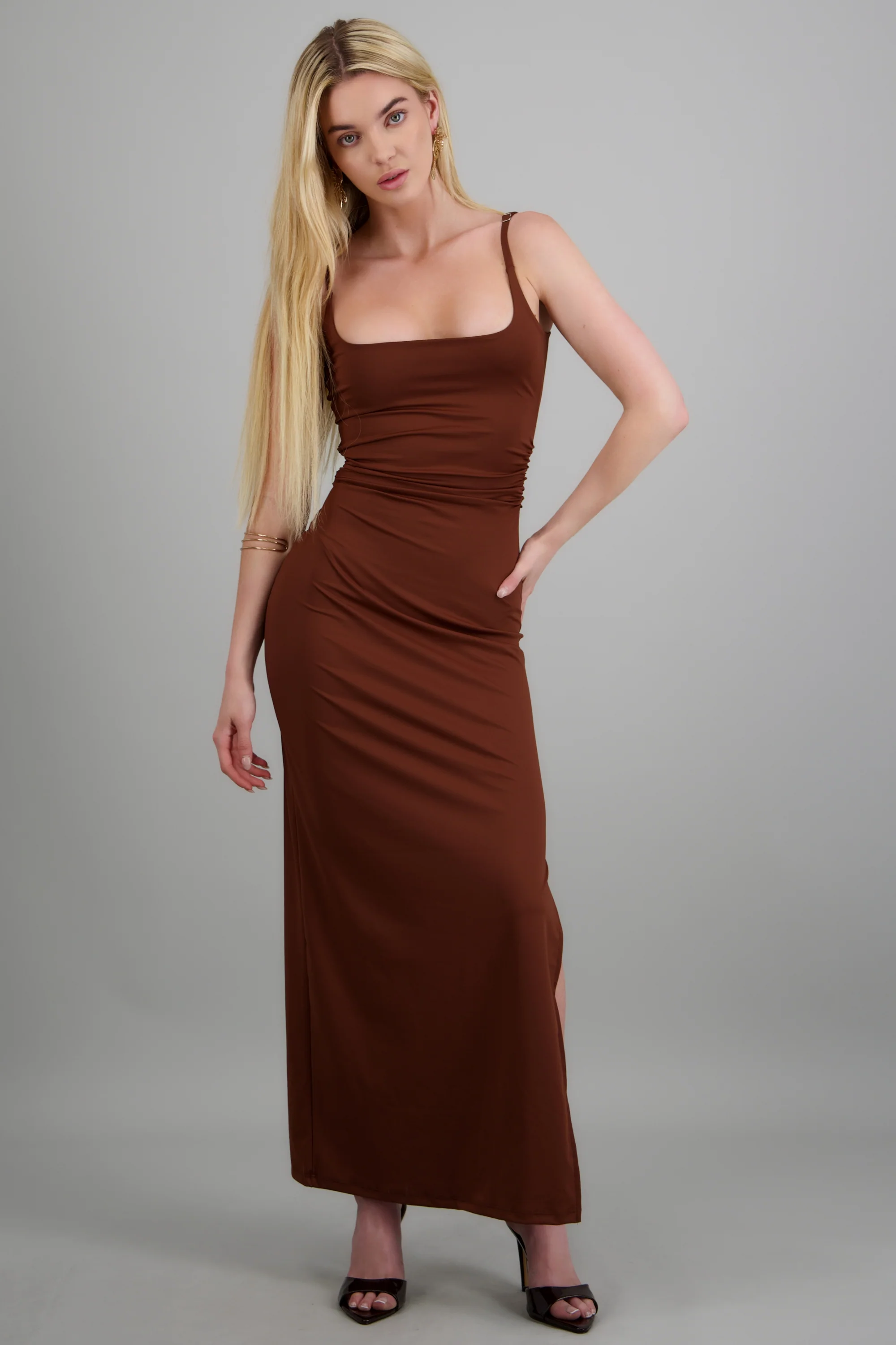 Vestido maxi detalle drapeado tirantes - Image 3