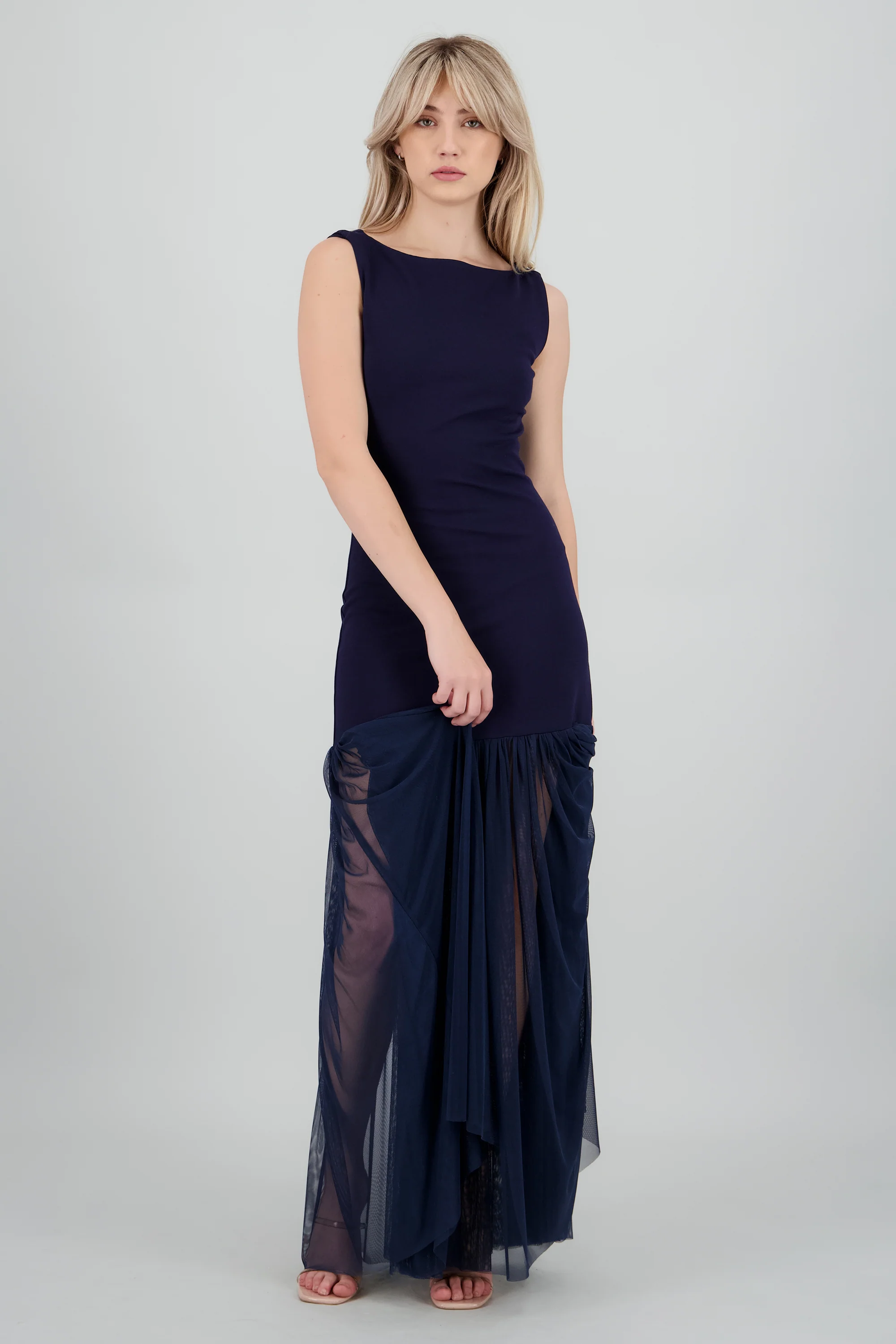 Vestido maxi drop waist falda mesh - Image 2