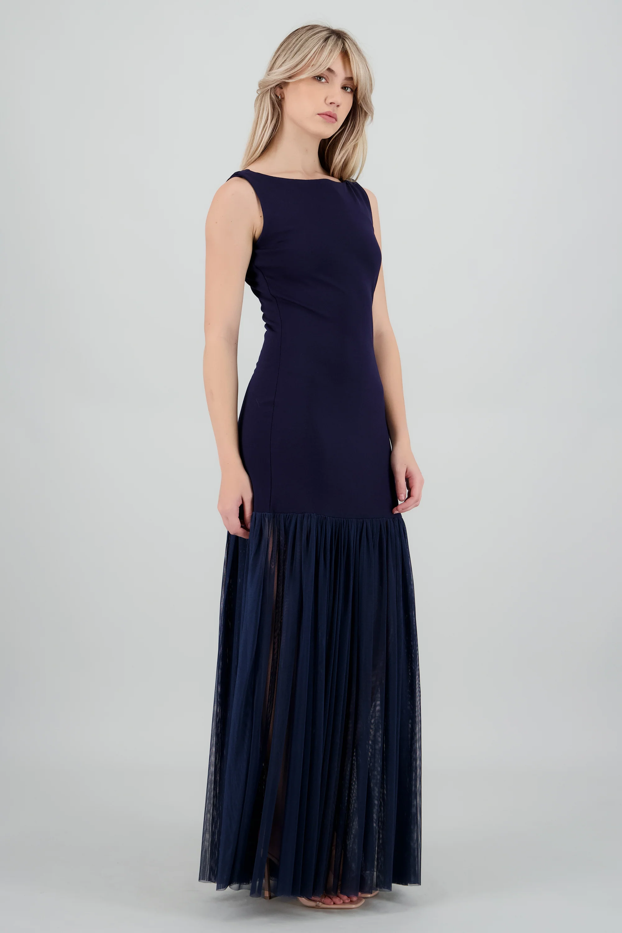 Vestido maxi drop waist falda mesh - Image 3