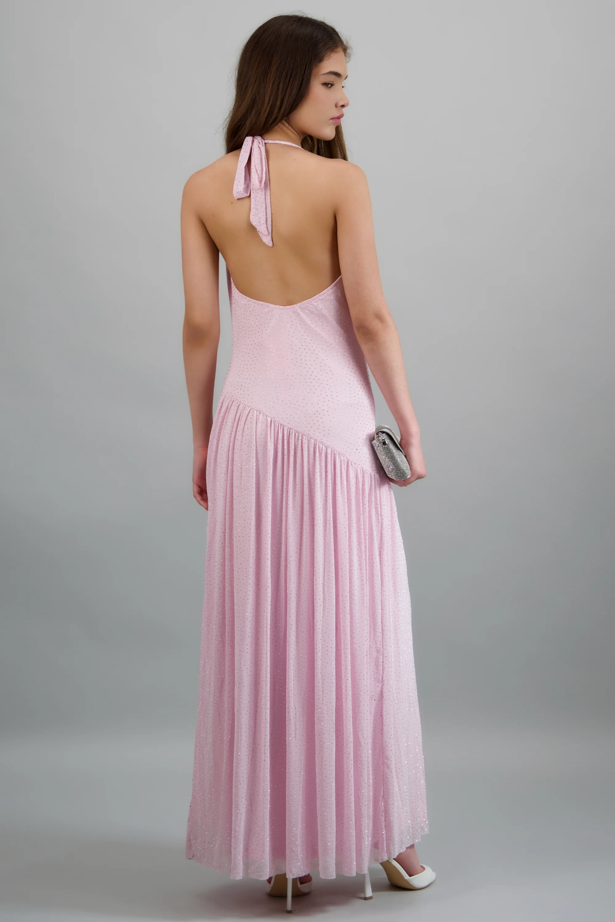 Vestido maxi escote cascada brillos - Image 4
