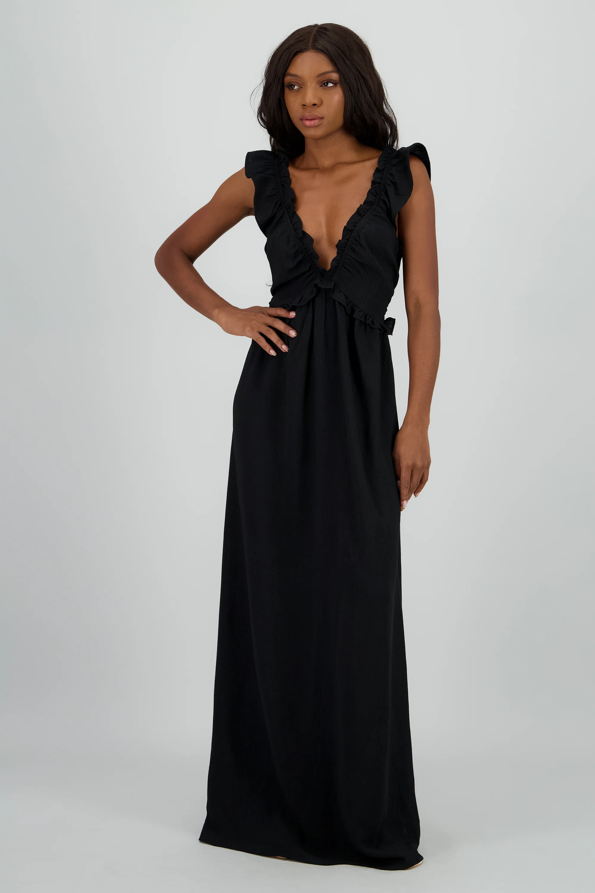 Vestido maxi escote en v det olanes - Image 2