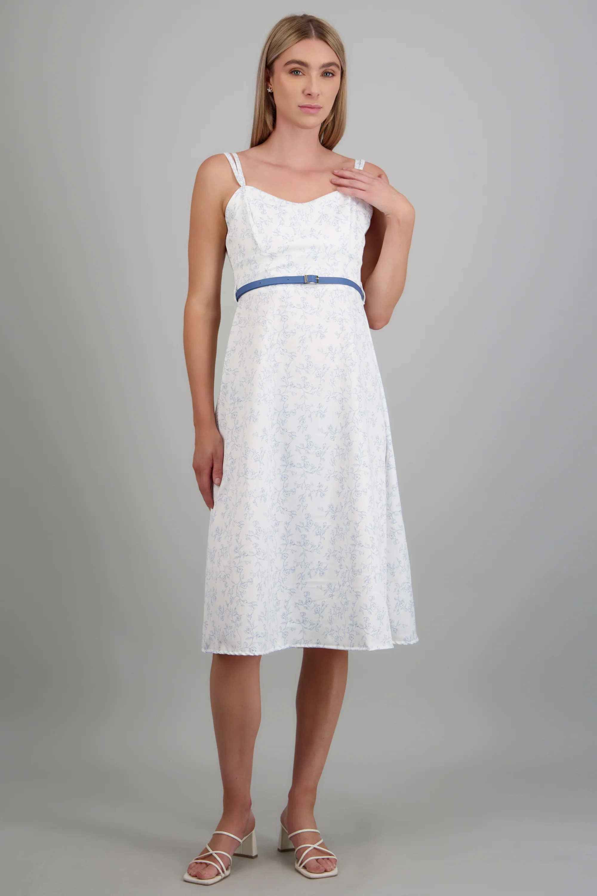 Vestido maxi estampado flores con cinto - Image 2